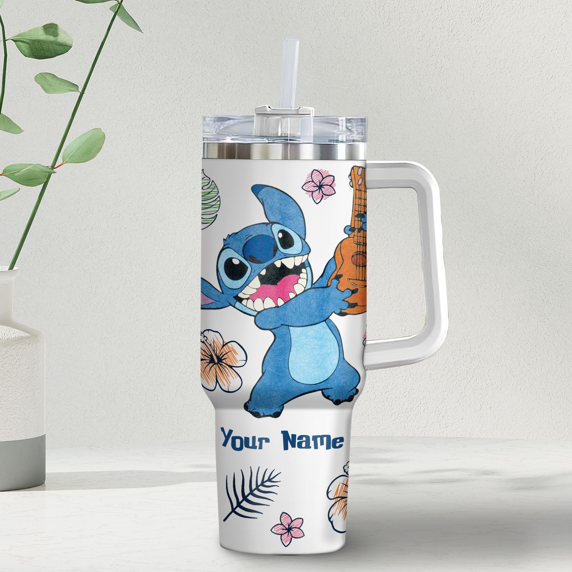 Stitch Disney Cartoon Stanley Tumbler With Handle Personalized Name St1280
