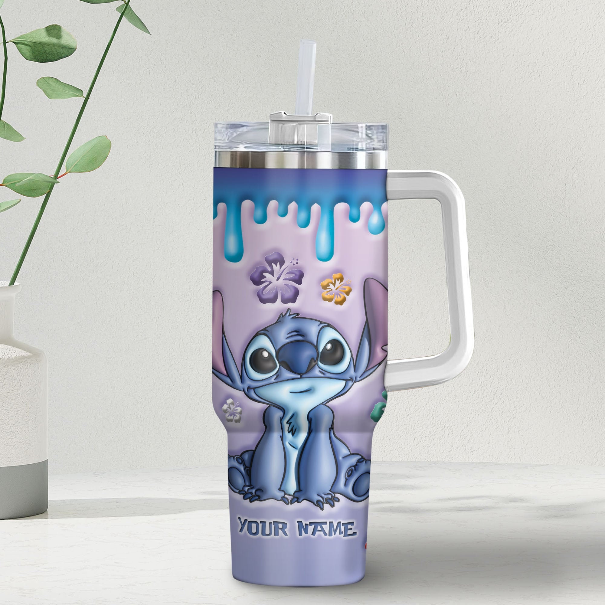 Stitch Disney Cartoon Stanley Tumbler With Handle Personalized Name St6292