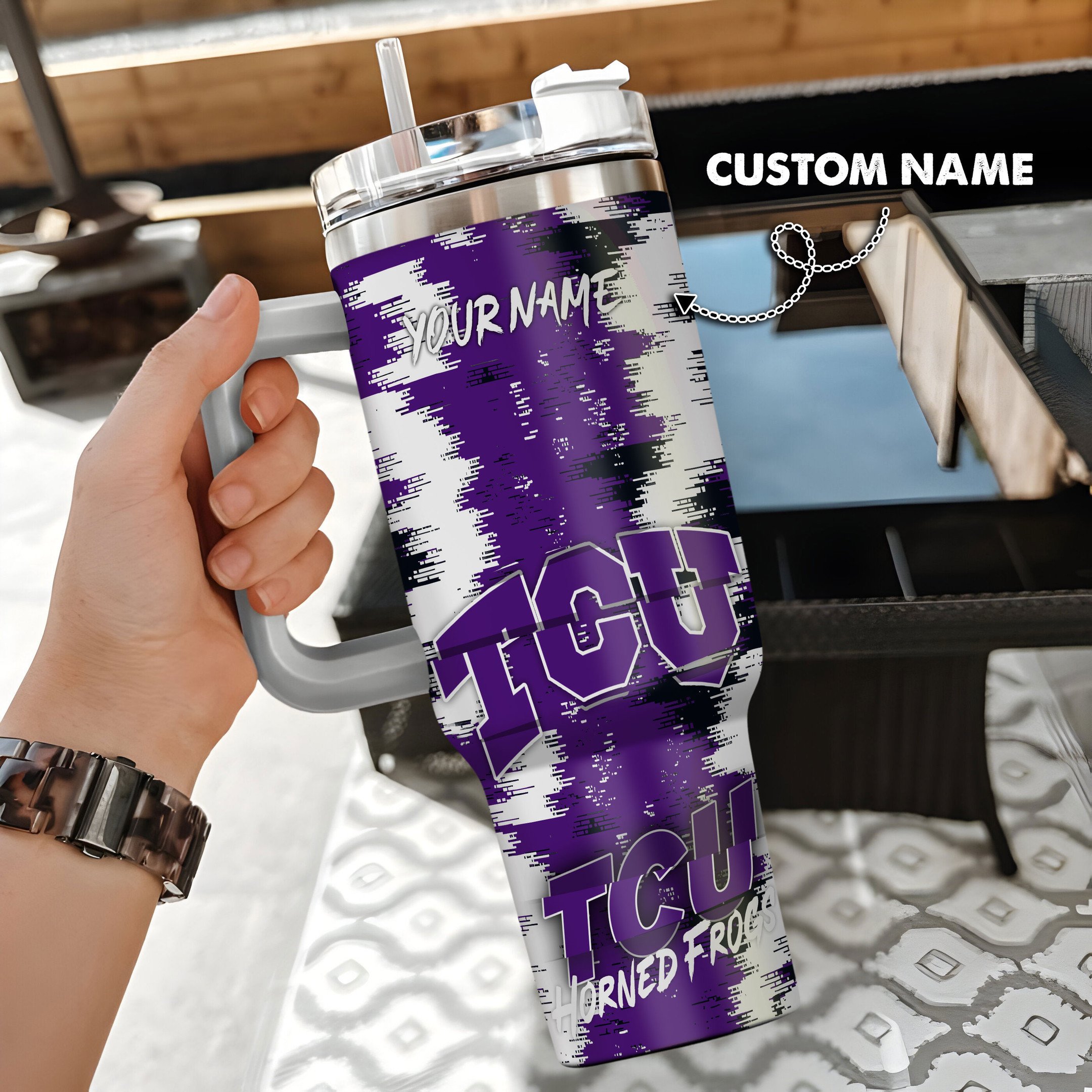 TCU Horned Frogs Stanley Tumbler Personalized Name St3611