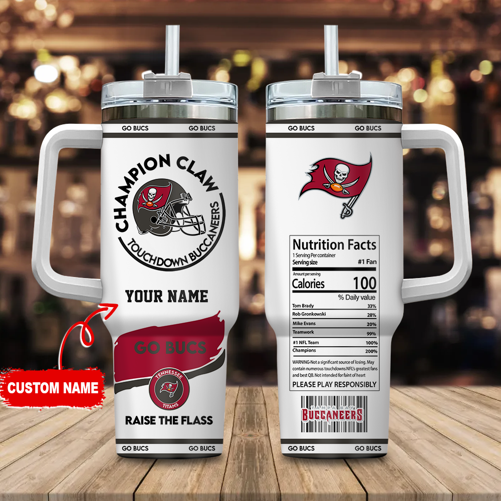 Tampa Bay Buccaneers NFL Champion Claw Stanley Tumbler With Handle Personalized Name St9306
