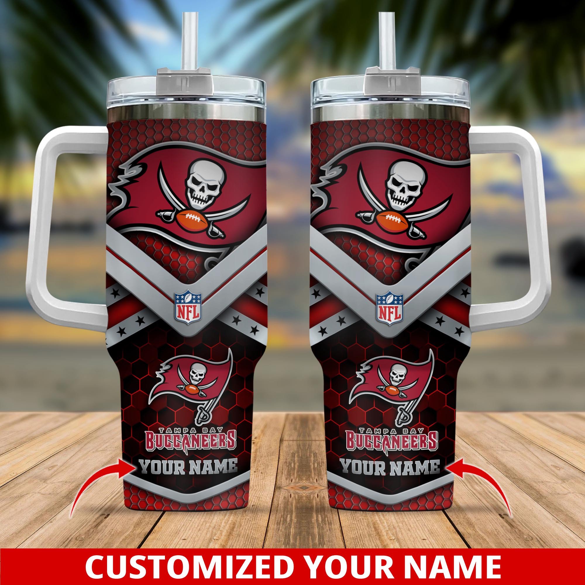 Tampa Bay Buccaneers NFL Stanley Tumbler With Handle Personalized Name St4164