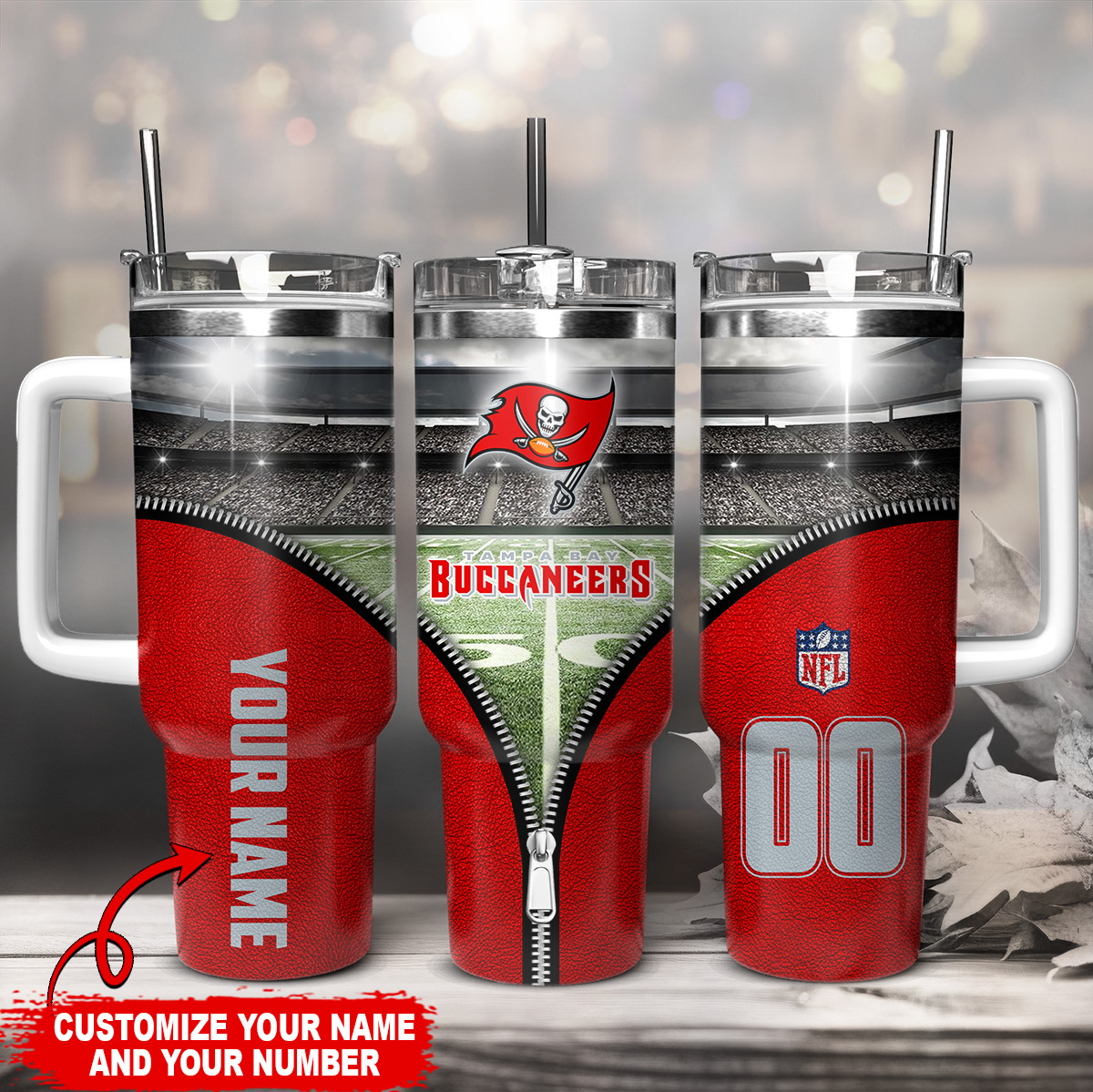Tampa Bay Buccaneers NFL Stanley Tumbler With Handle Personalized Name St4267