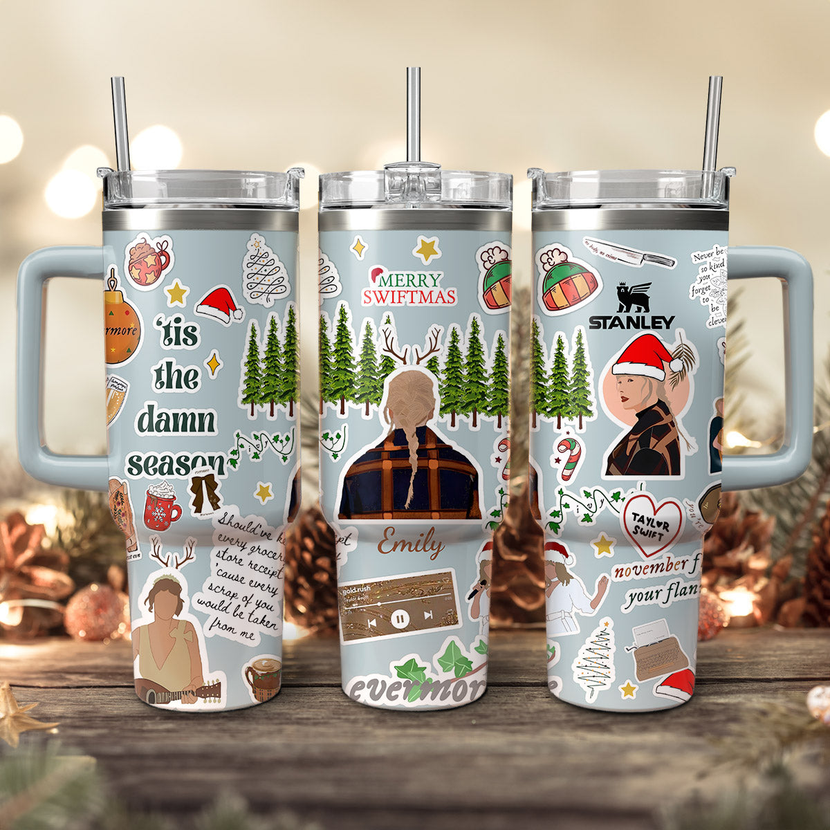Taylor Swift Music Christmas Stanley Tumbler With Handle Personalized Name St1483