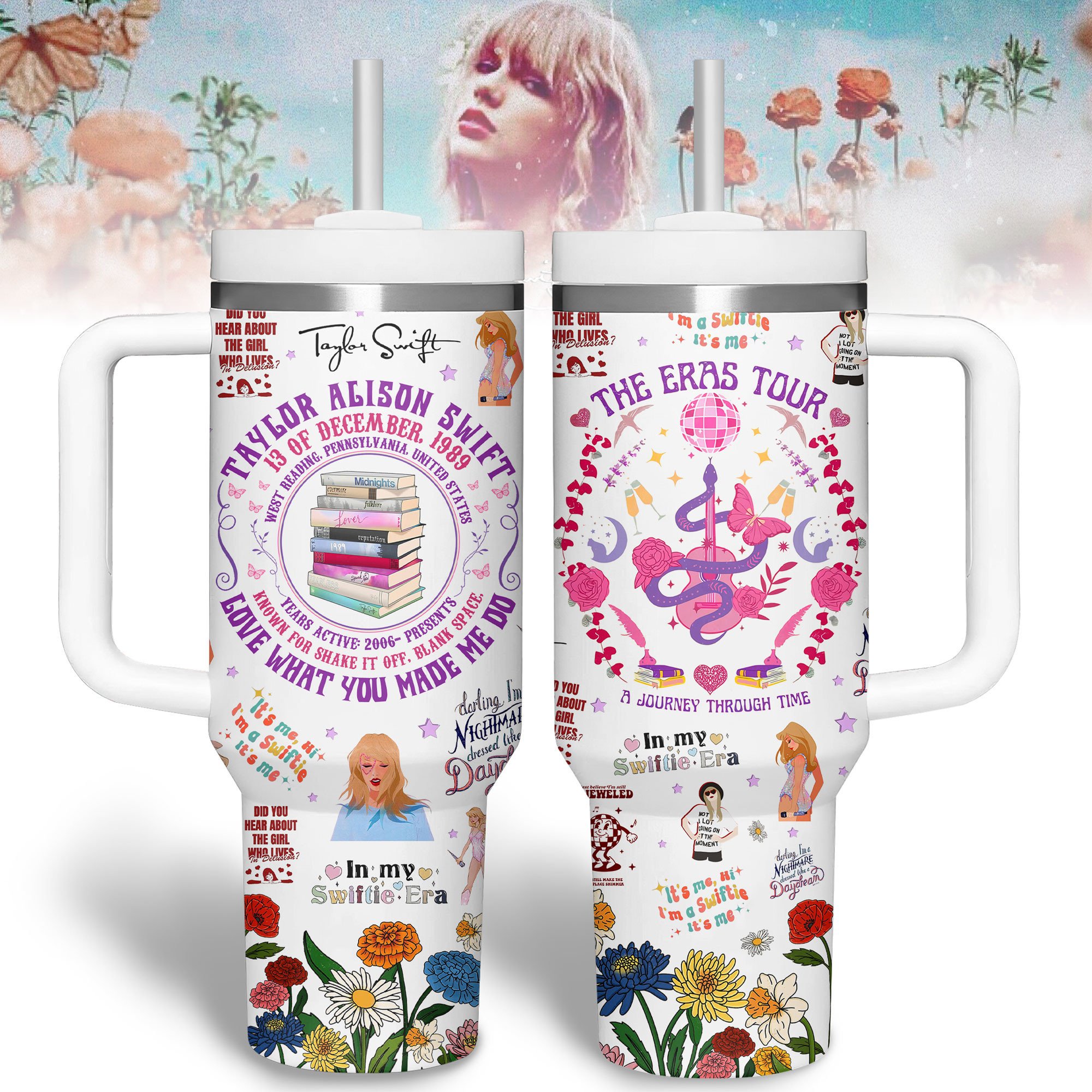 Taylor Swift Music Stanley Tumbler With Handle Personalized Name St1426