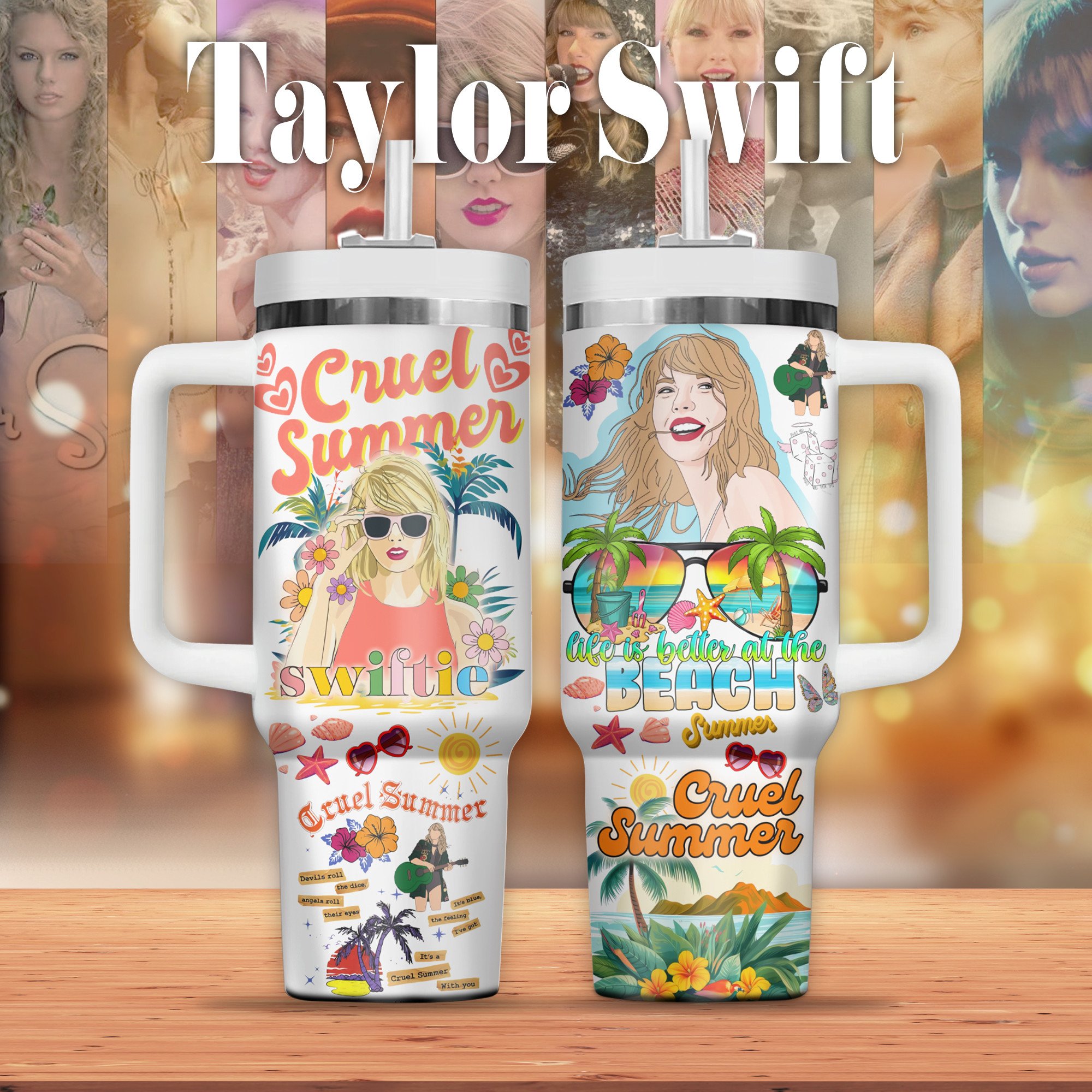 Taylor Swift Music Stanley Tumbler With Handle Personalized Name St2284