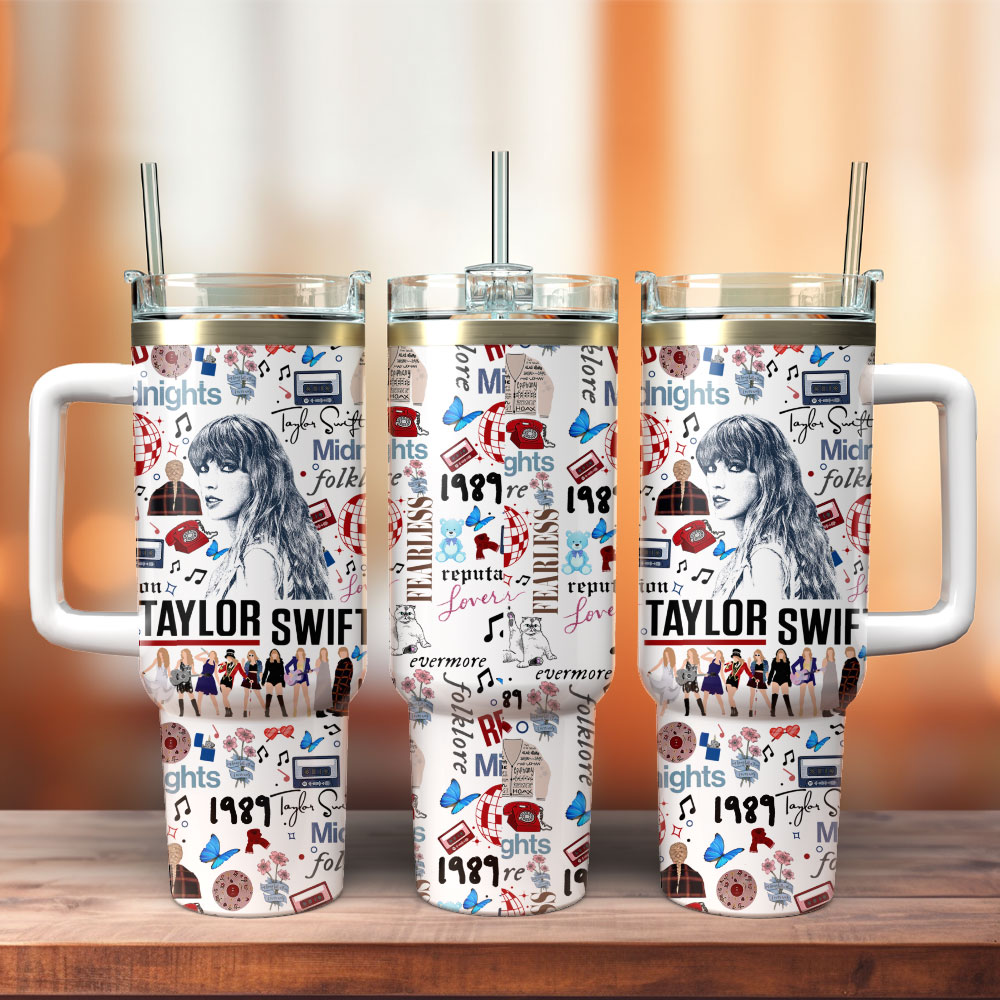 Taylor Swift Music Stanley Tumbler With Handle Personalized Name St4638