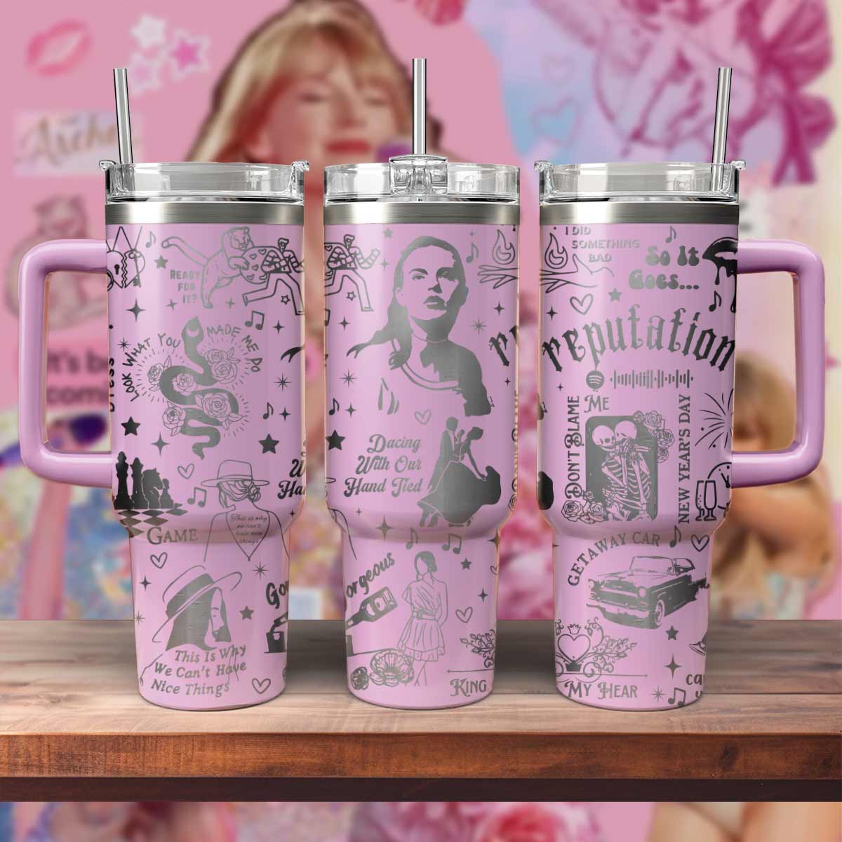 Taylor Swift Music Stanley Tumbler With Handle Personalized Name St5727