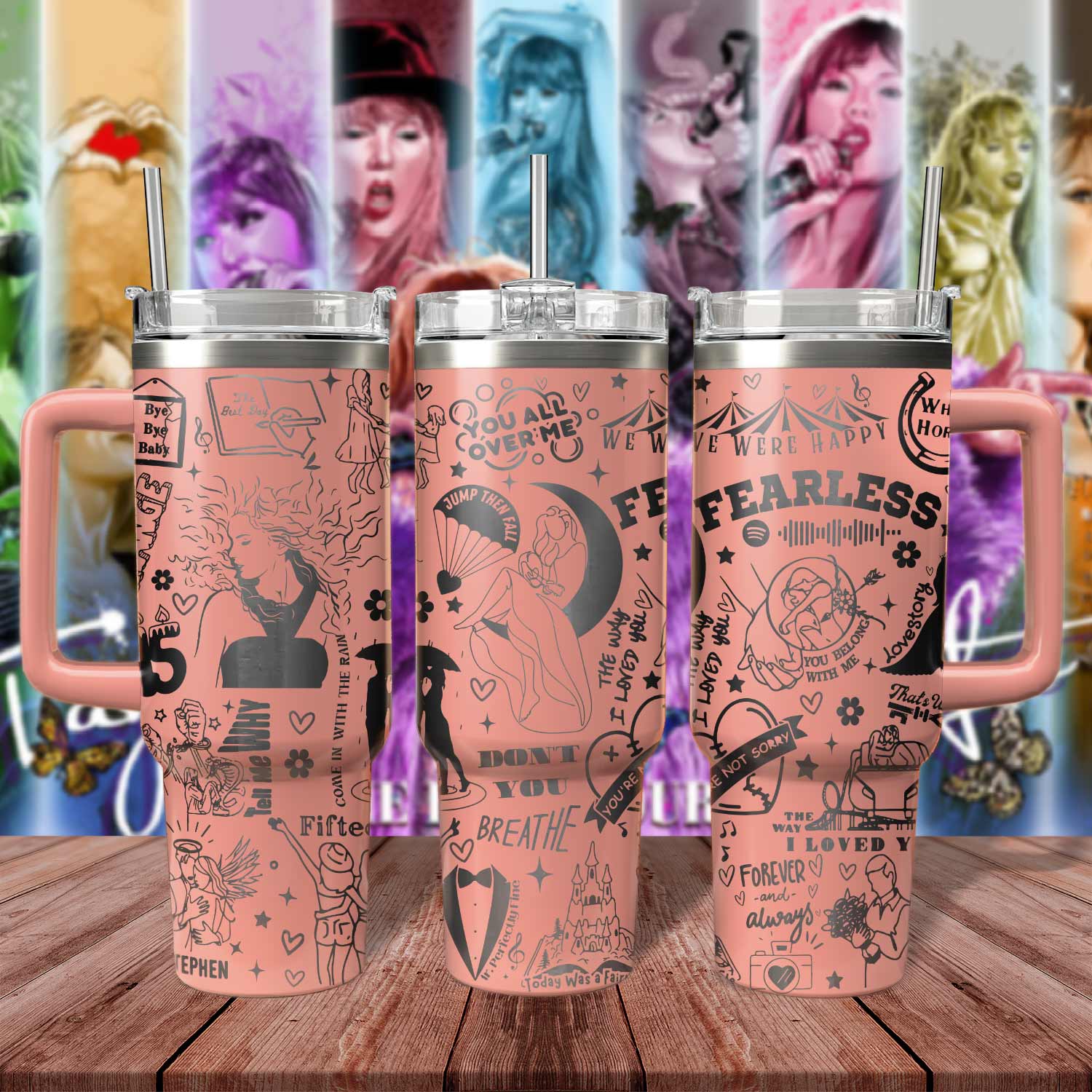 Taylor Swift Music Stanley Tumbler With Handle Personalized Name St7654