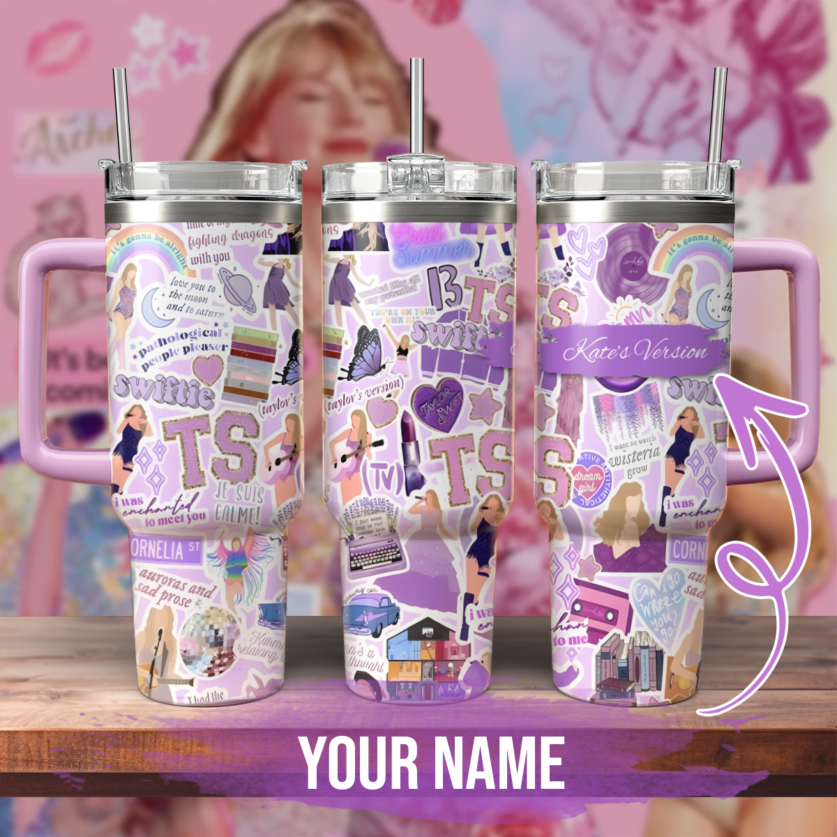 Taylor Swift Music Stanley Tumbler With Handle Personalized Name St8585