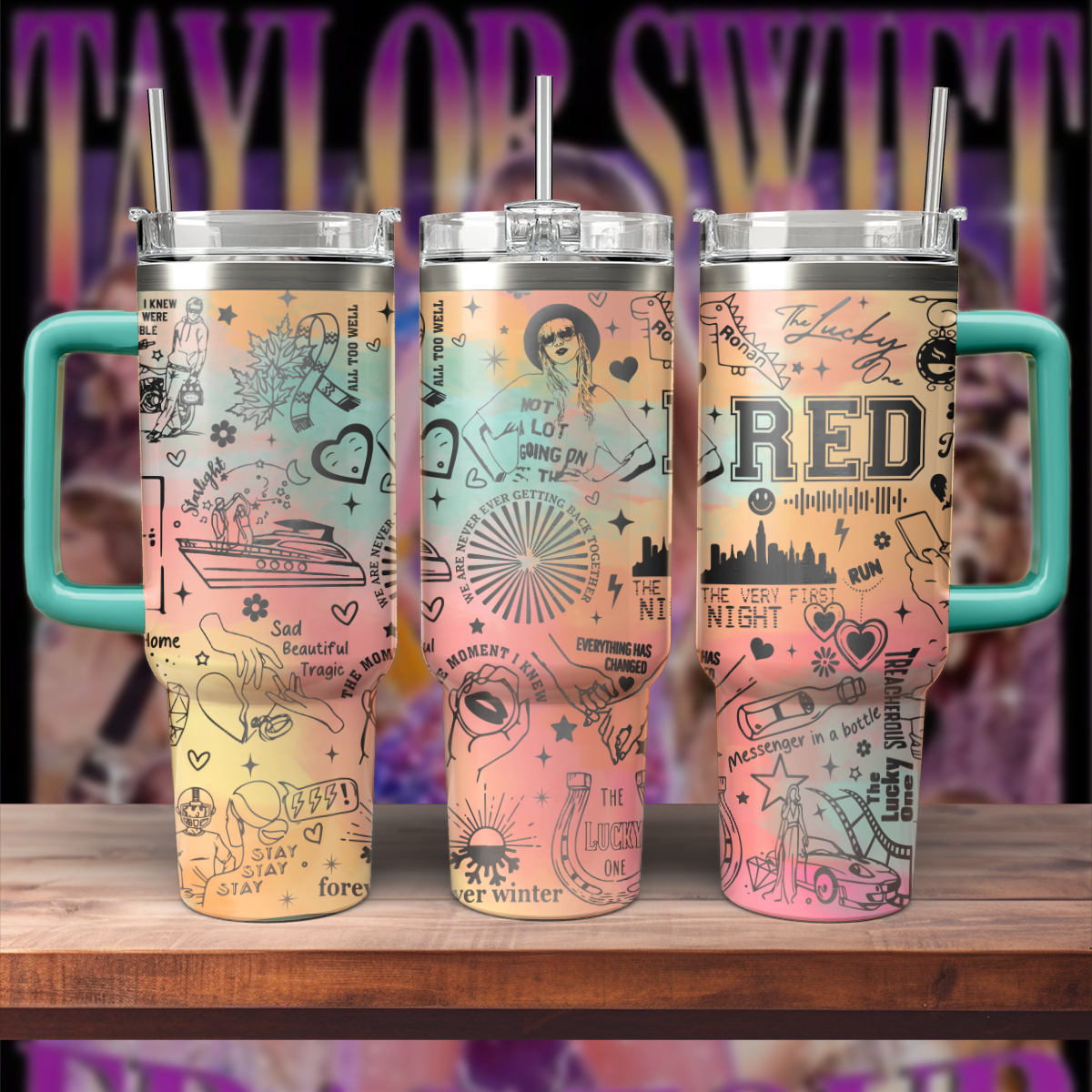 Taylor Swift Music Stanley Tumbler With Handle Personalized Name St8728