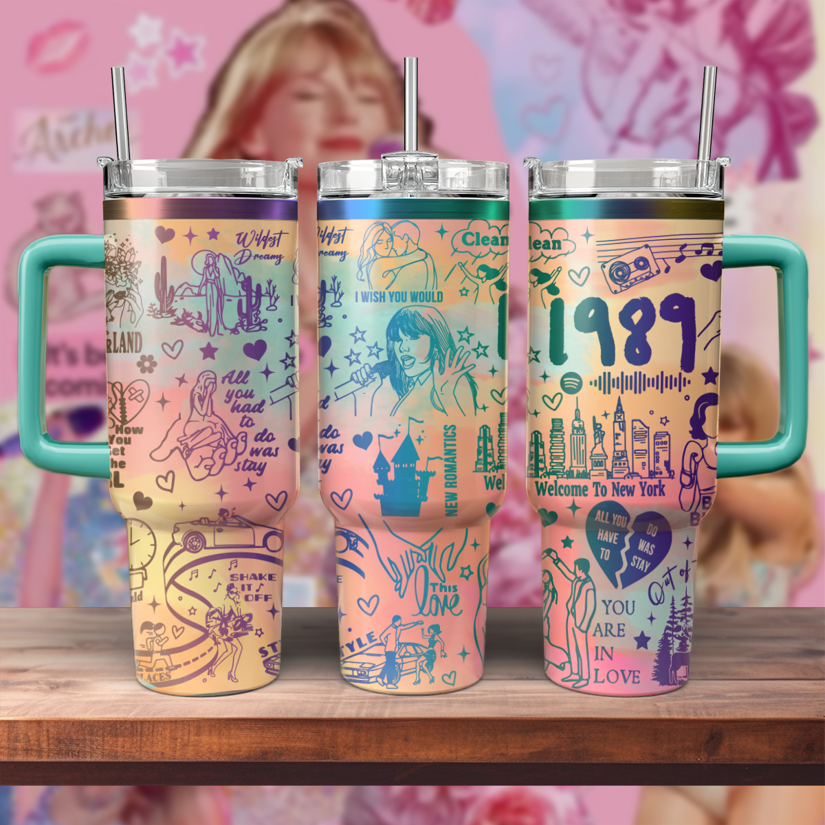 Taylor Swift Music Stanley Tumbler With Handle Personalized Name St9135