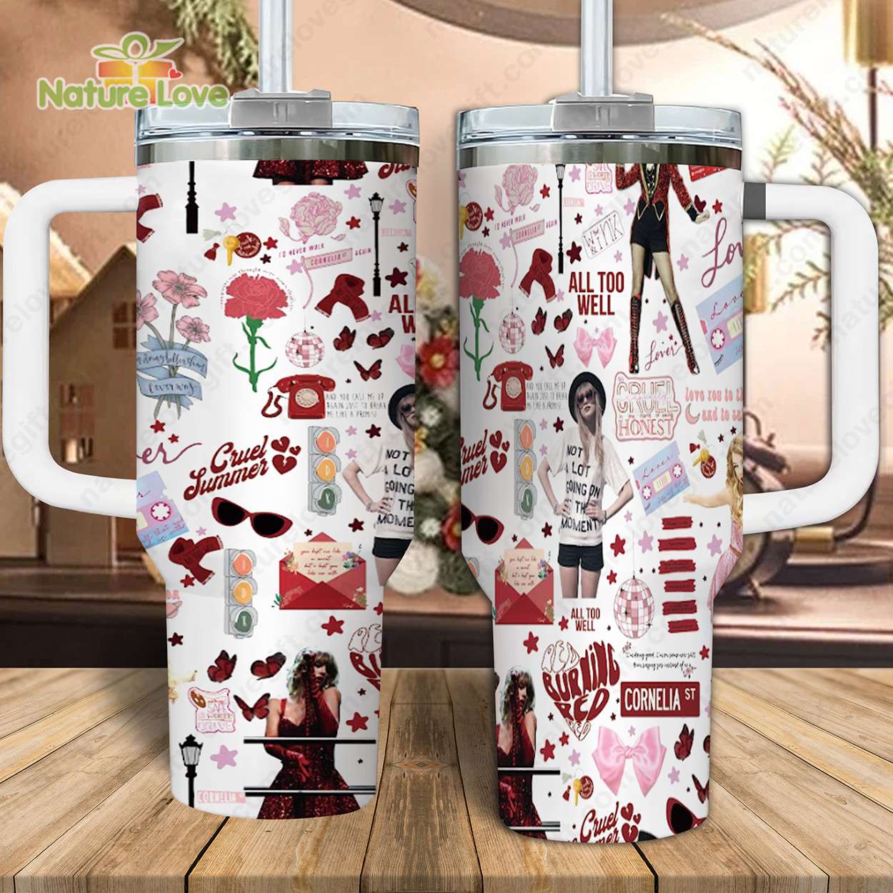 Taylor Swift Red Album Swiftie Collection Music Stanley Tumbler With Handle Personalized Name St4151