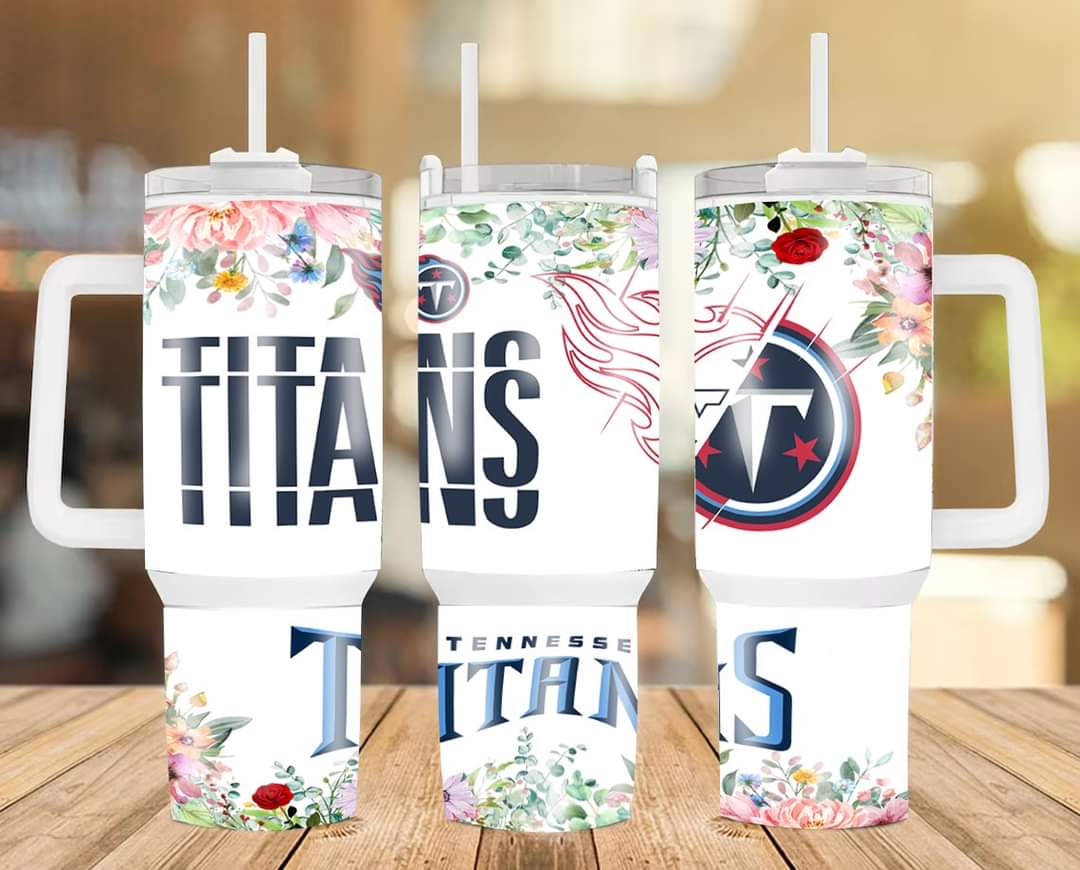 Tennessee Titans Floral NFL Stanley Tumbler With Handle Personalized Name St9693