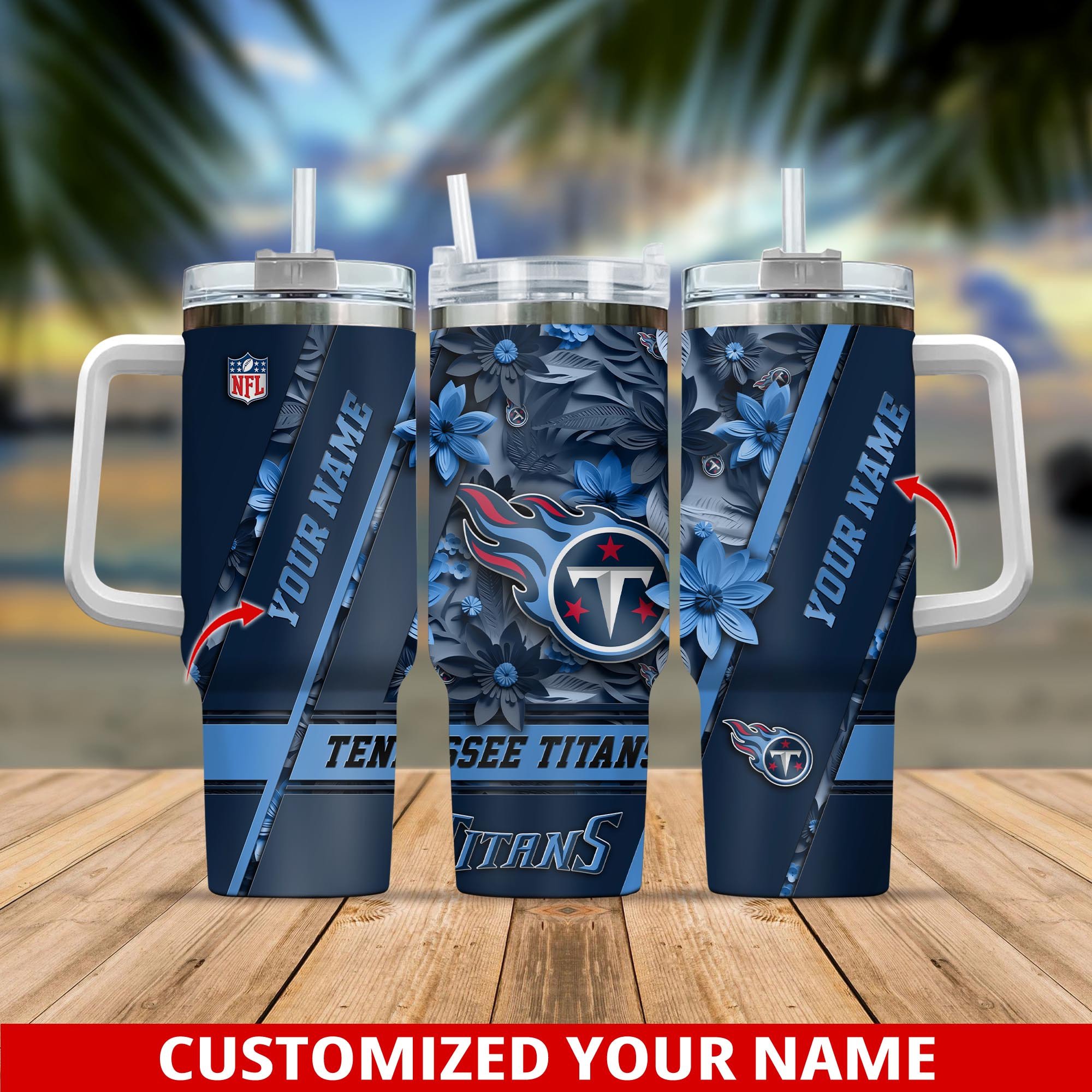 Tennessee Titans NFL Stanley Tumbler With Handle Personalized Name St9395