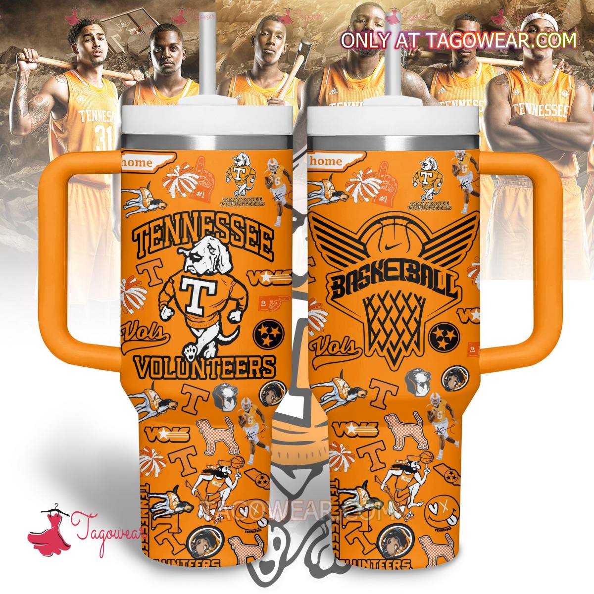 Tennessee Volunteers Basketball NCAA Stanley Tumbler With Handle Personalized Name St6369