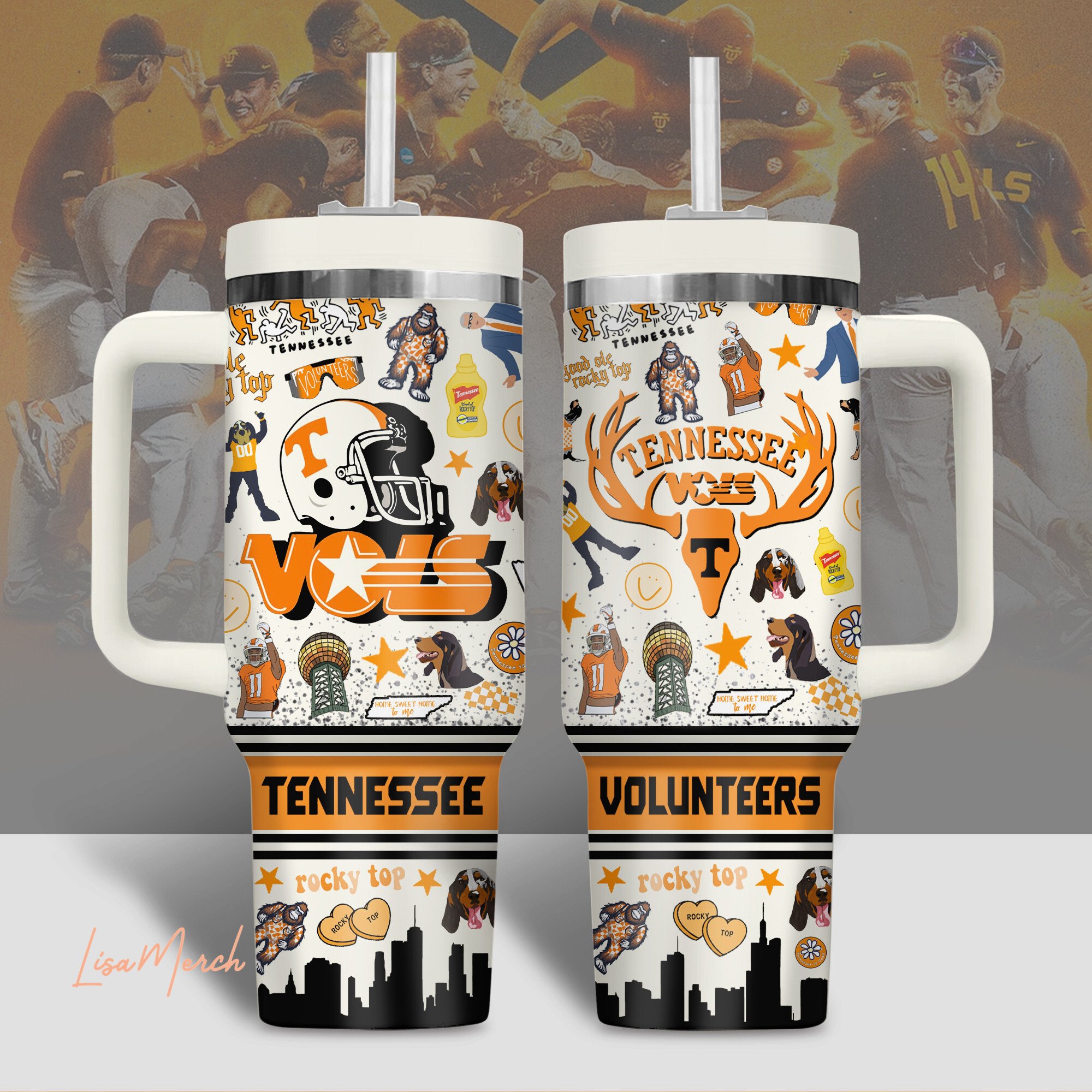 Tennessee Volunteers NCAA Stanley Tumbler With Handle Personalized Name St7193
