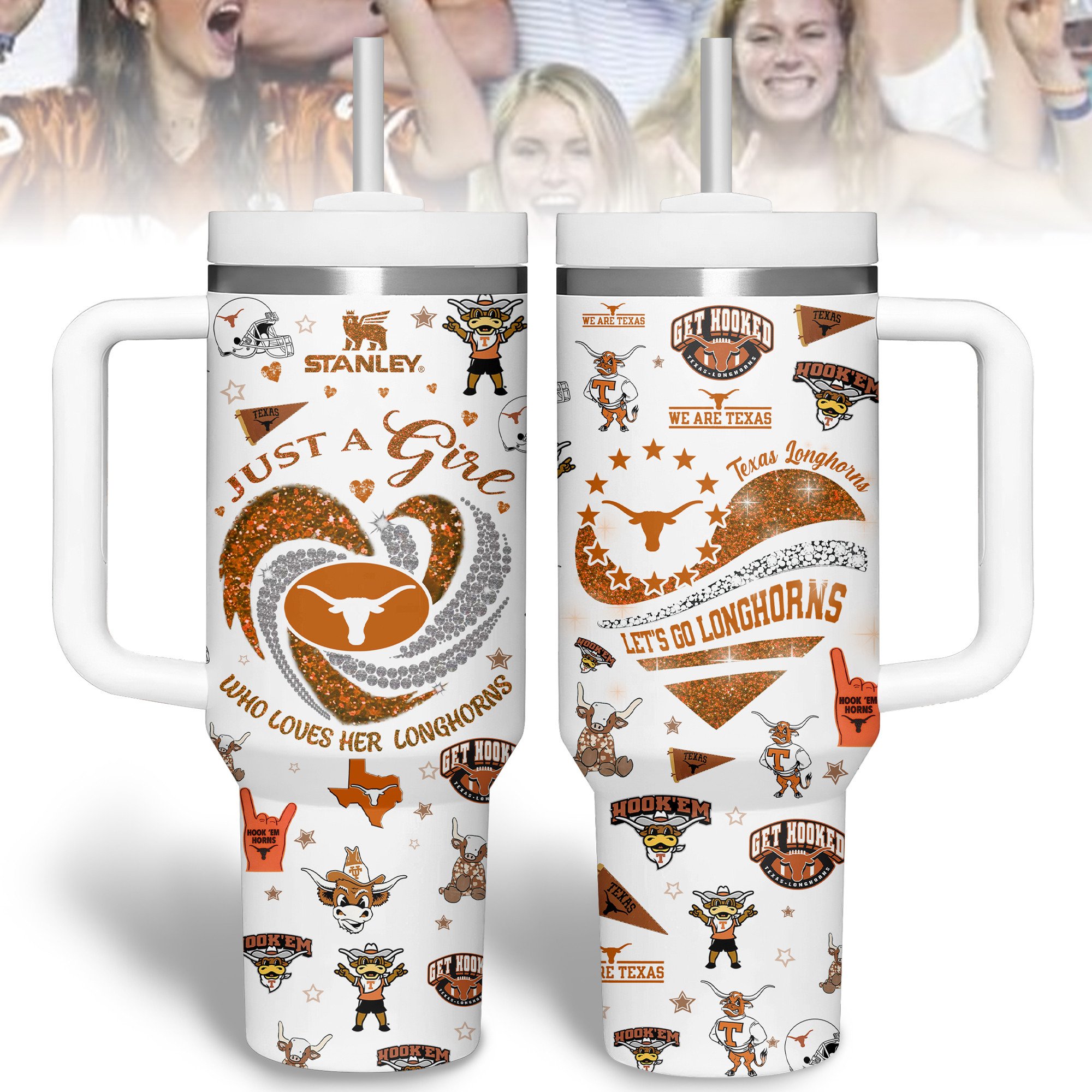 Texas Longhorns NCAA Sports Stanley Tumbler With Handle Personalized Name St9673