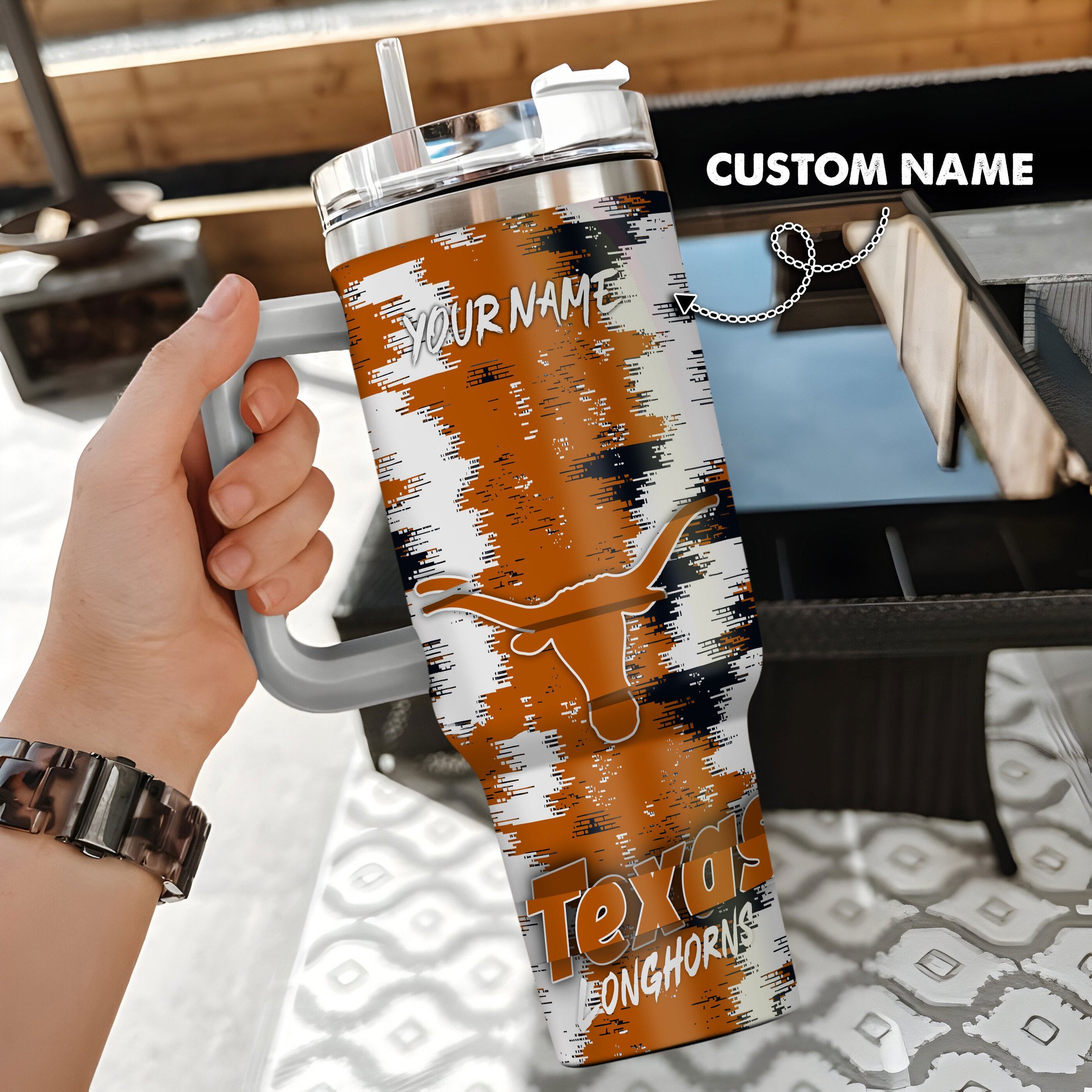Texas Longhorns Stanley Tumbler Personalized Name St5159