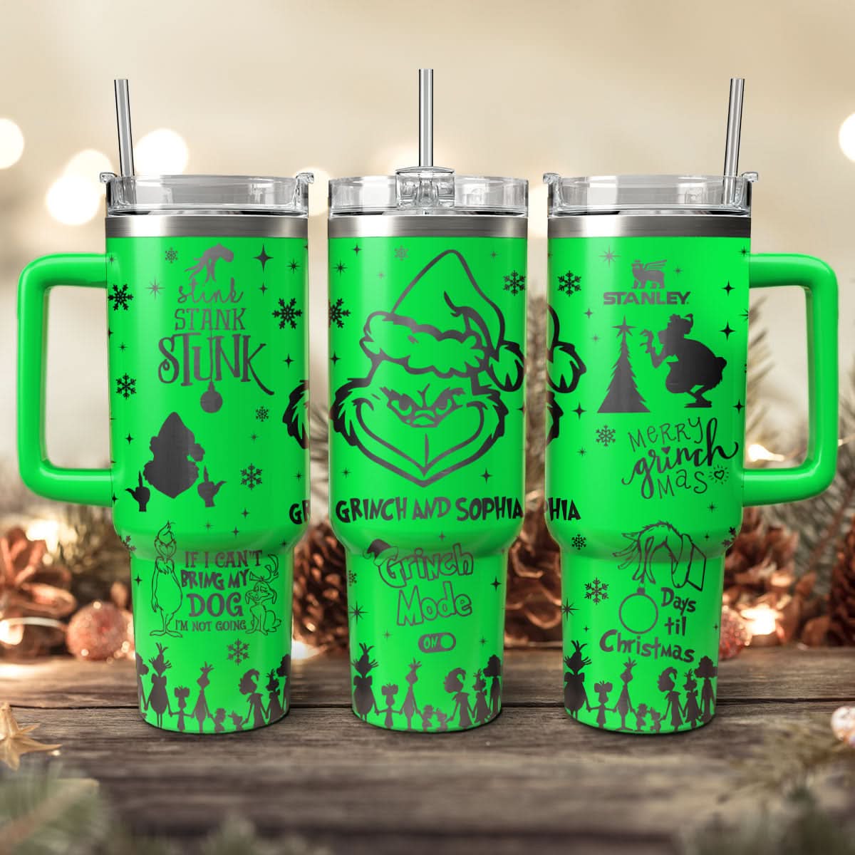 The Grinch Movies Christmas Stanley Tumbler With Handle Personalized Name St2067