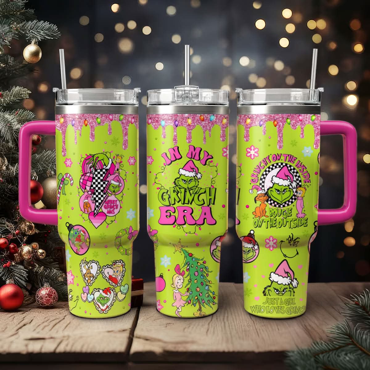 The Grinch Movies Christmas Stanley Tumbler With Handle Personalized Name St2128