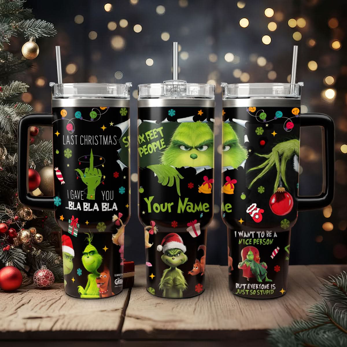 The Grinch Movies Christmas Stanley Tumbler With Handle Personalized Name St2547