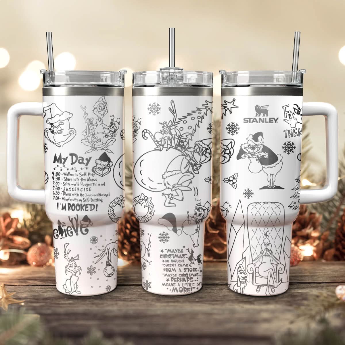 The Grinch Movies Christmas Stanley Tumbler With Handle Personalized Name St3147