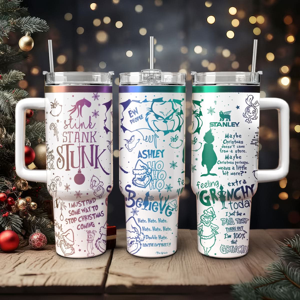 The Grinch Movies Christmas Stanley Tumbler With Handle Personalized Name St8970