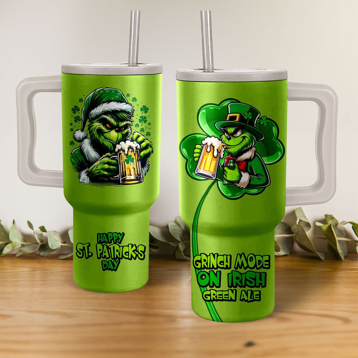The Grinch St. Patrick Day Movies Stanley Tumbler With Handle Personalized Name St9675