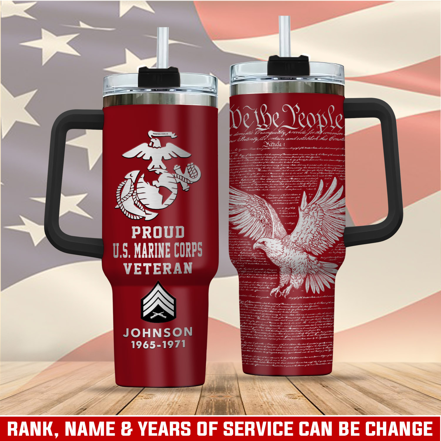 United States Marine Corps Stanley Tumbler With Handle Personalized Name St4879