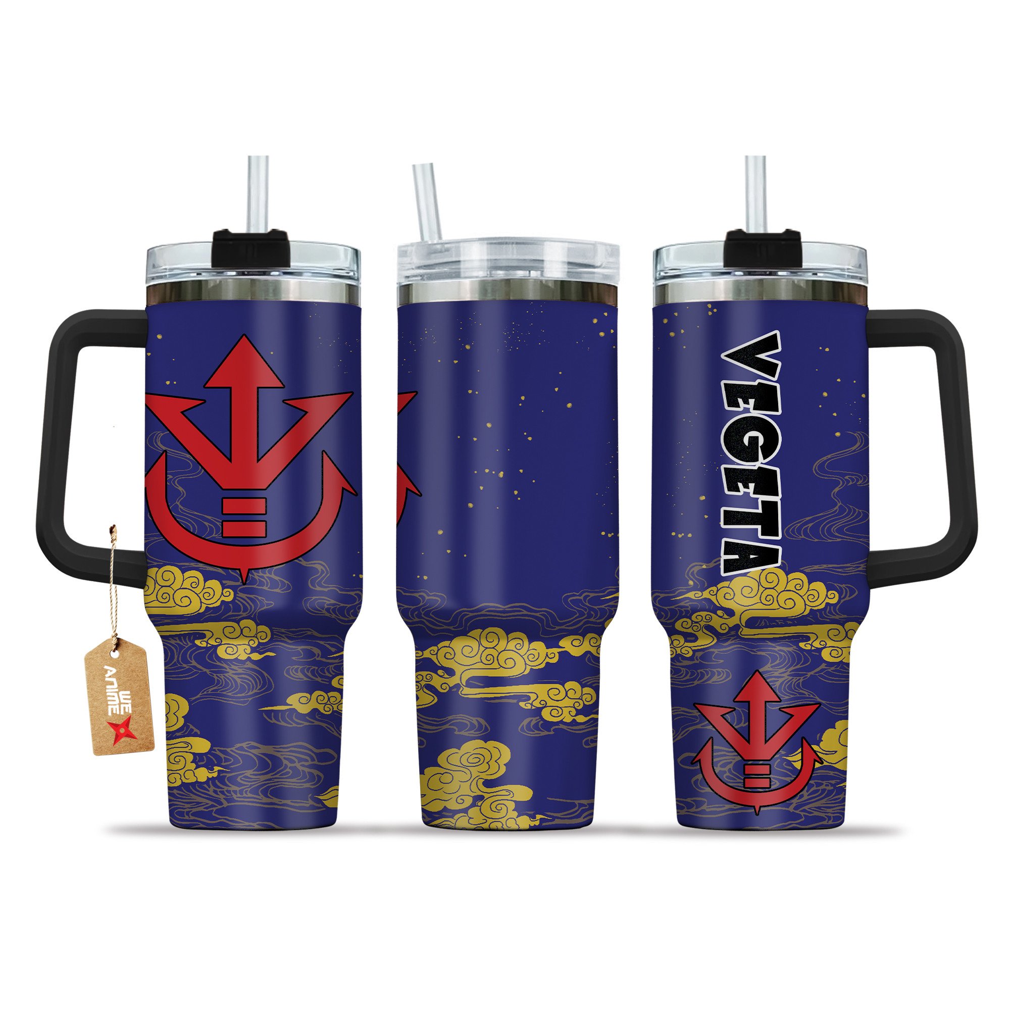 Vegeta ?Saiyan Symbol Dragon Ball Anime Stanley Tumbler With Handle Personalized Name St8826