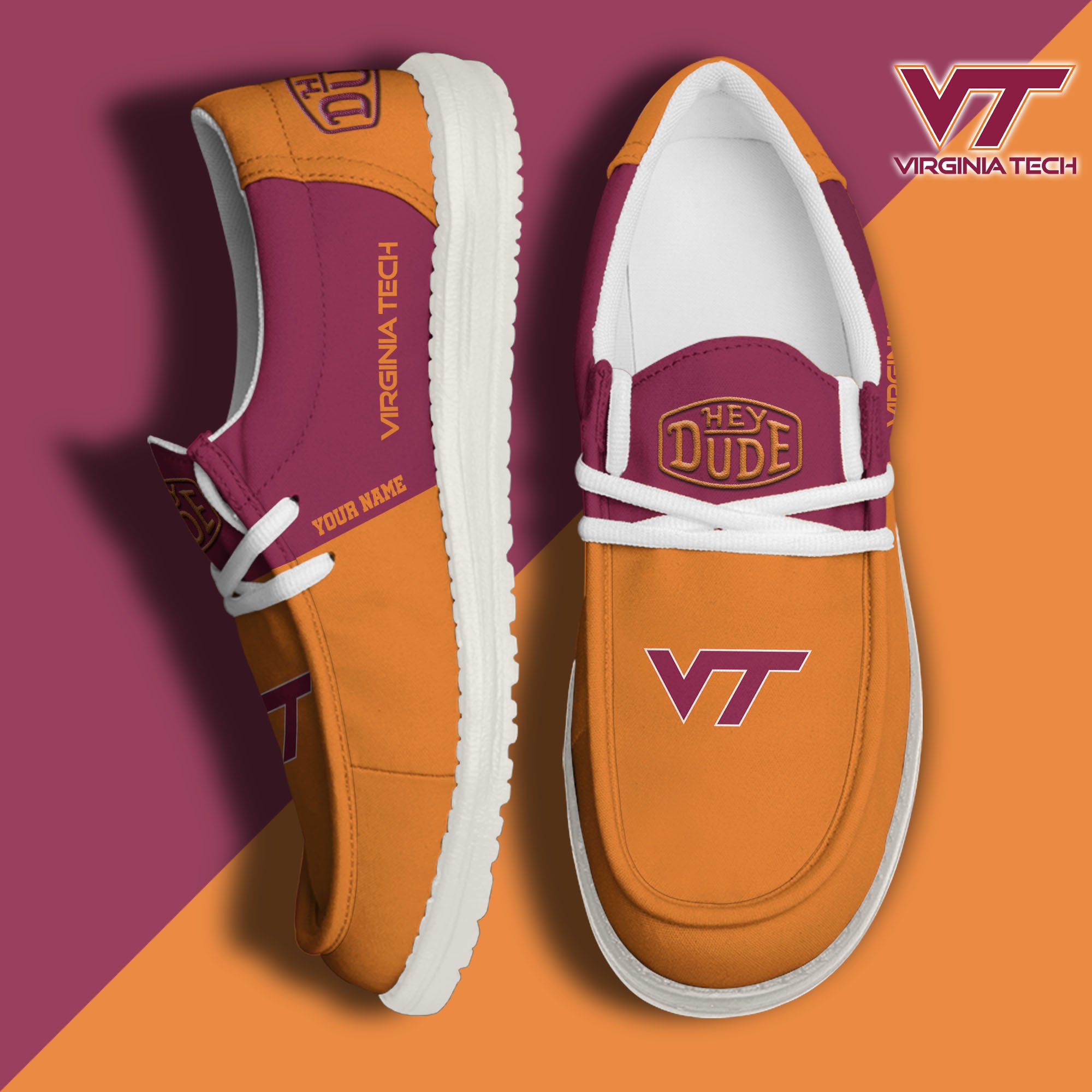 Virginia Tech Hokies Personalized Hey Dude Shoes For Men And Women ST6523