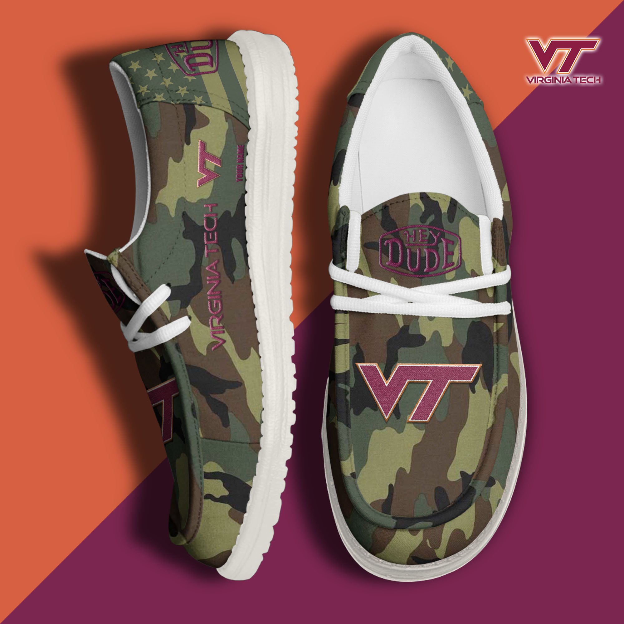 Virginia Tech Hokies Personalized Hey Dude Shoes For Men And Women ST8029
