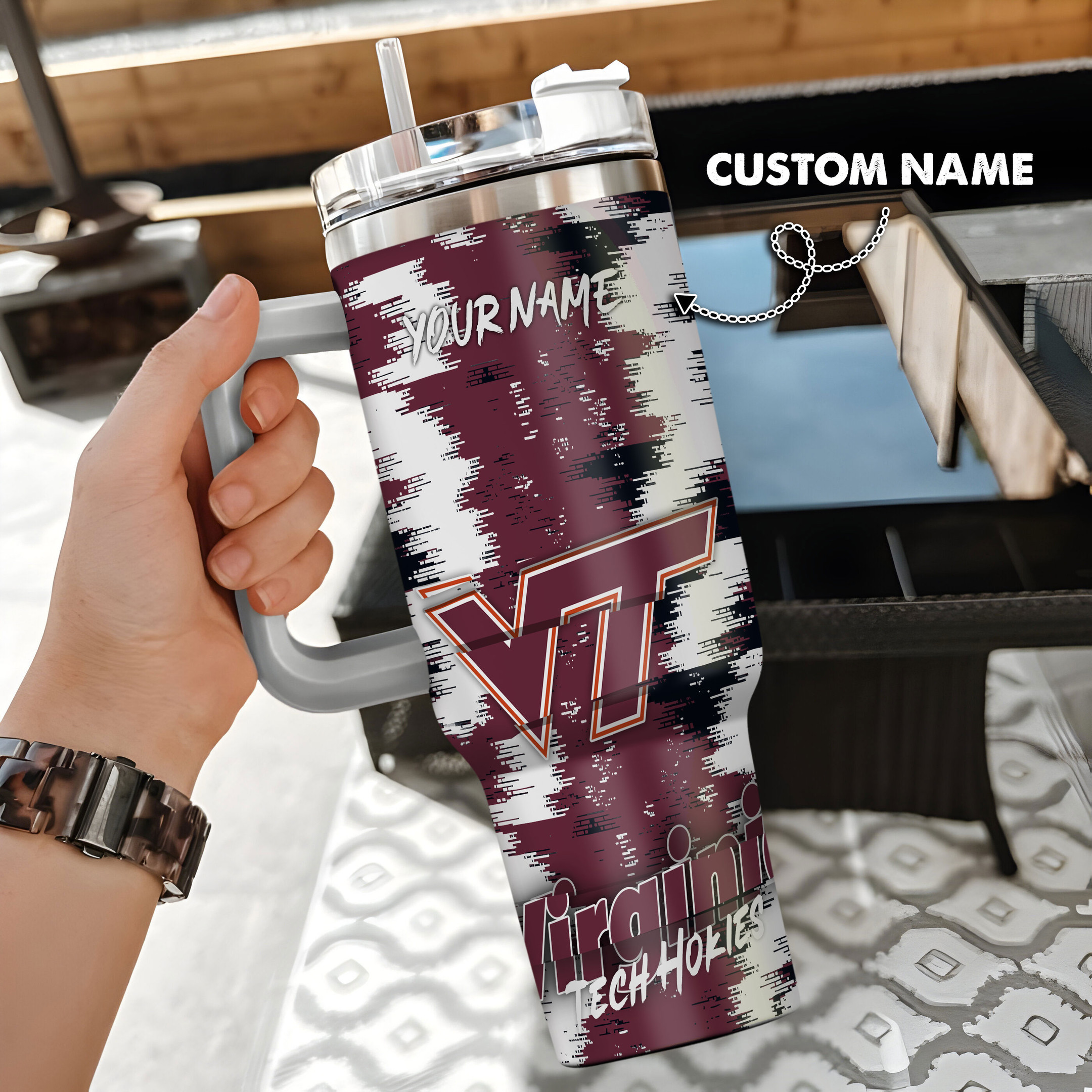 Virginia Tech Hokies Stanley Tumbler Personalized Name St2203