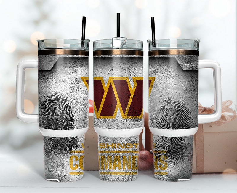 Washington Commanders NFL Fingerprint Effect Stanley Tumbler With Handle Personalized Name St6791