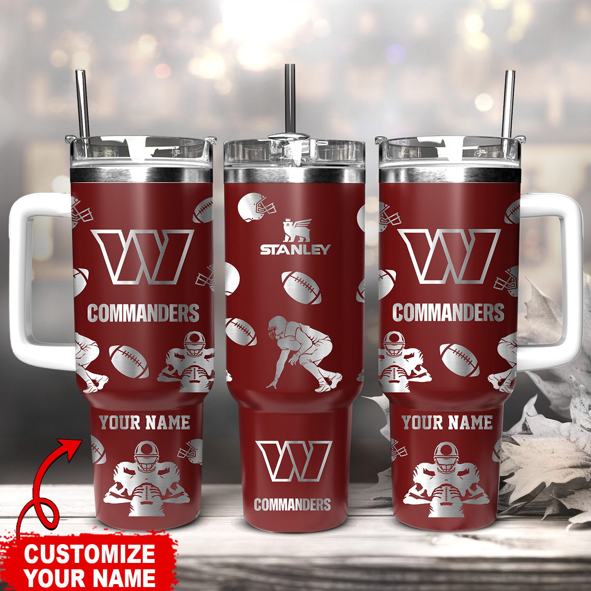 Washington Commanders NFL Stanley Tumbler With Handle Personalized Name St8073