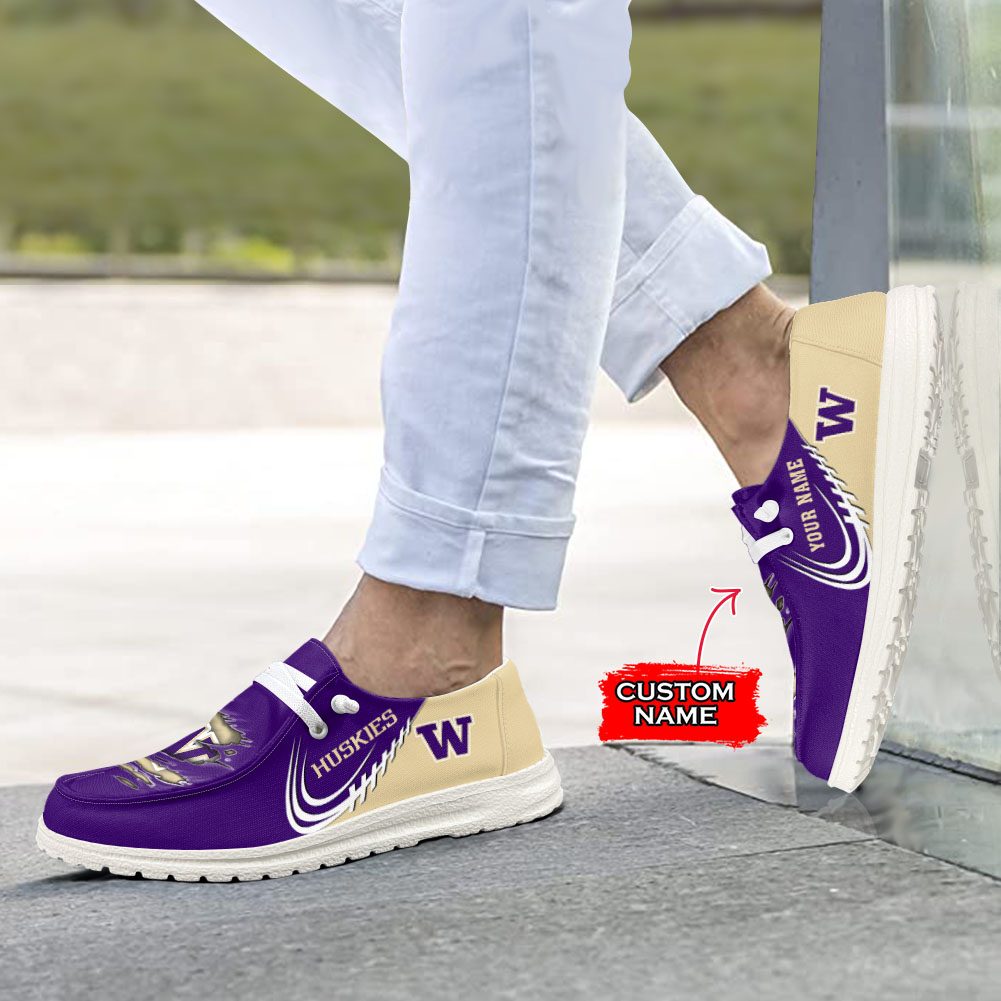 Washington Huskies NCAA Personalized Hey Dude Shoes For Men And Women ST12637