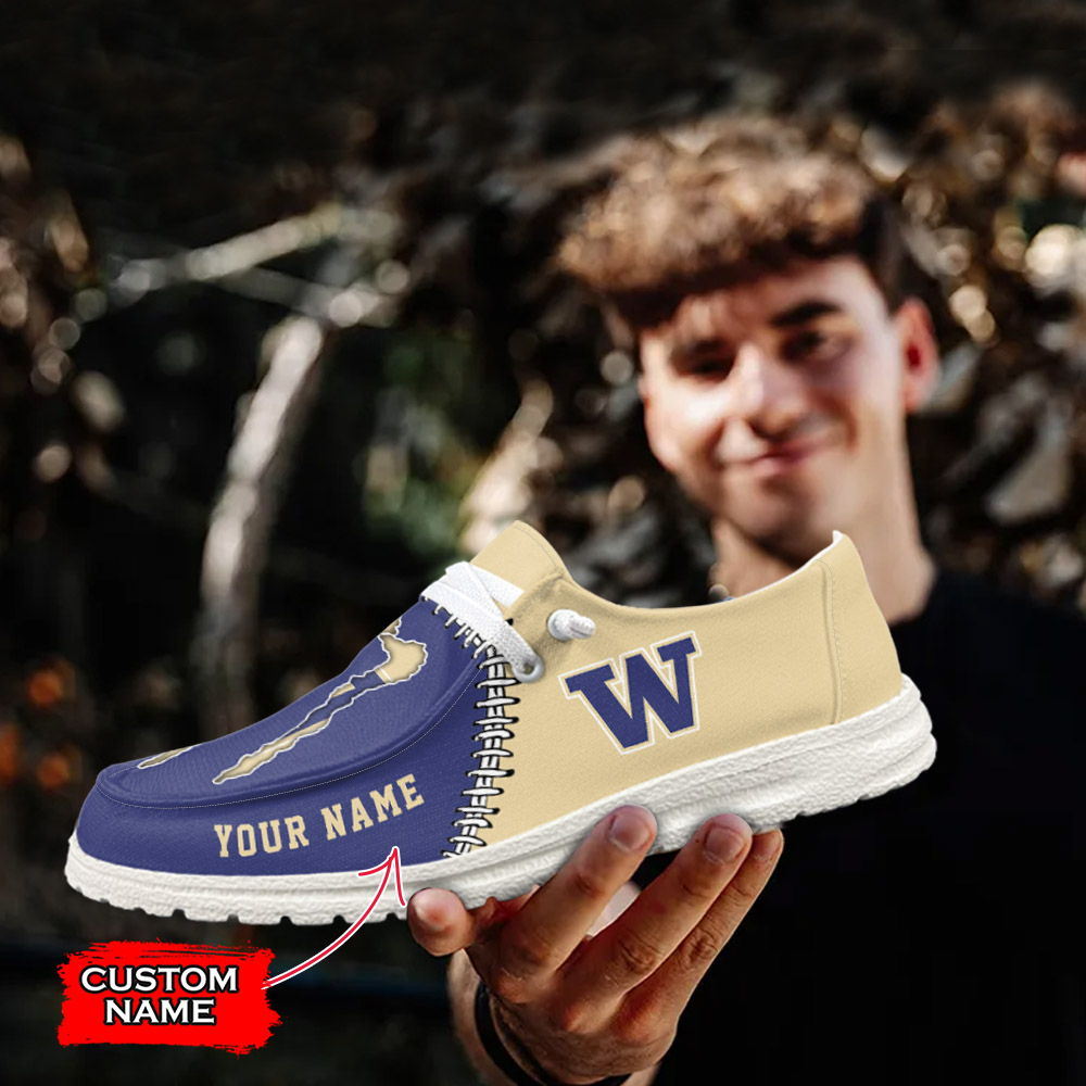 Washington Huskies NCAA Personalized Hey Dude Shoes For Men And Women ST14082