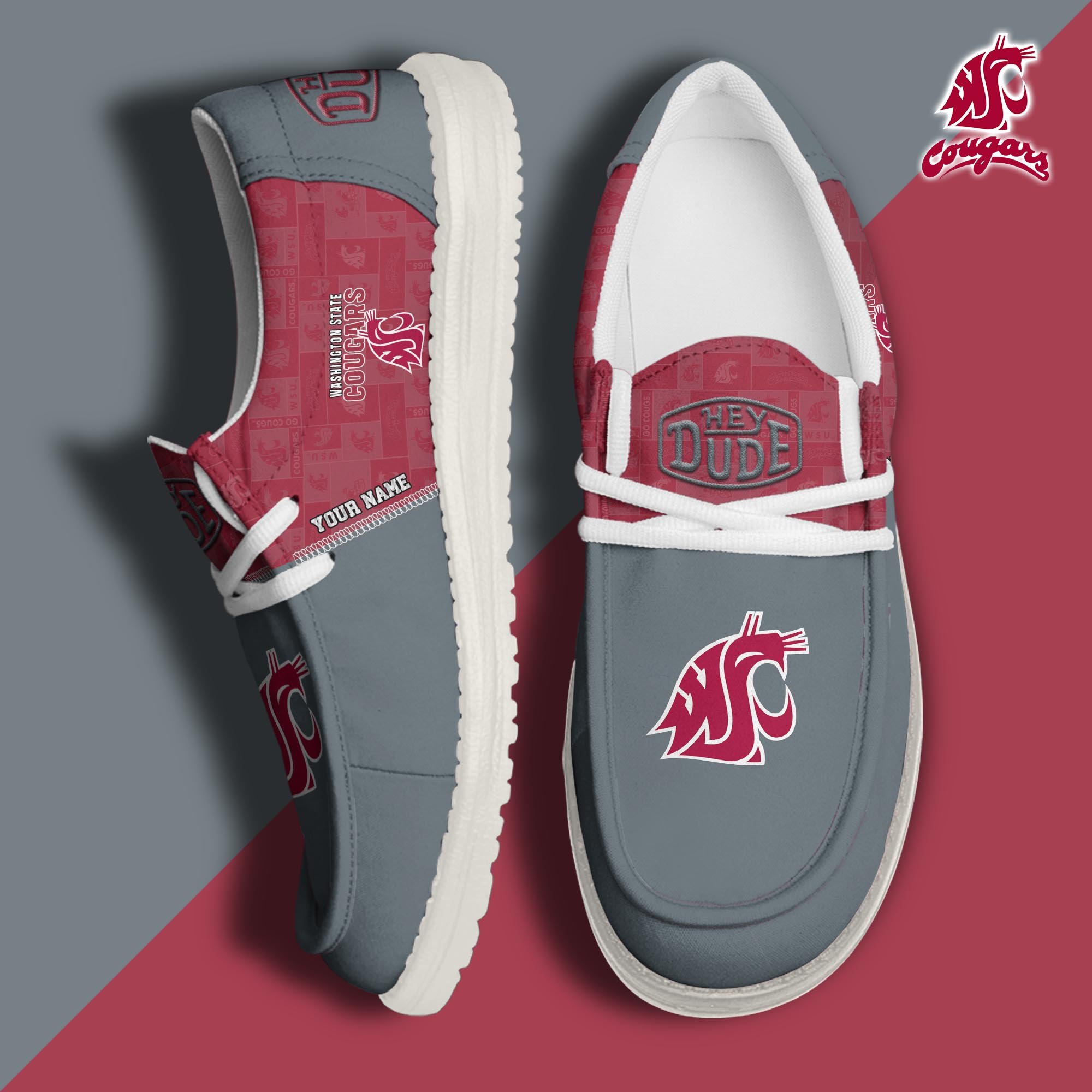 Washington State Cougars Personalized Hey Dude Shoes For Men And Women ST6328