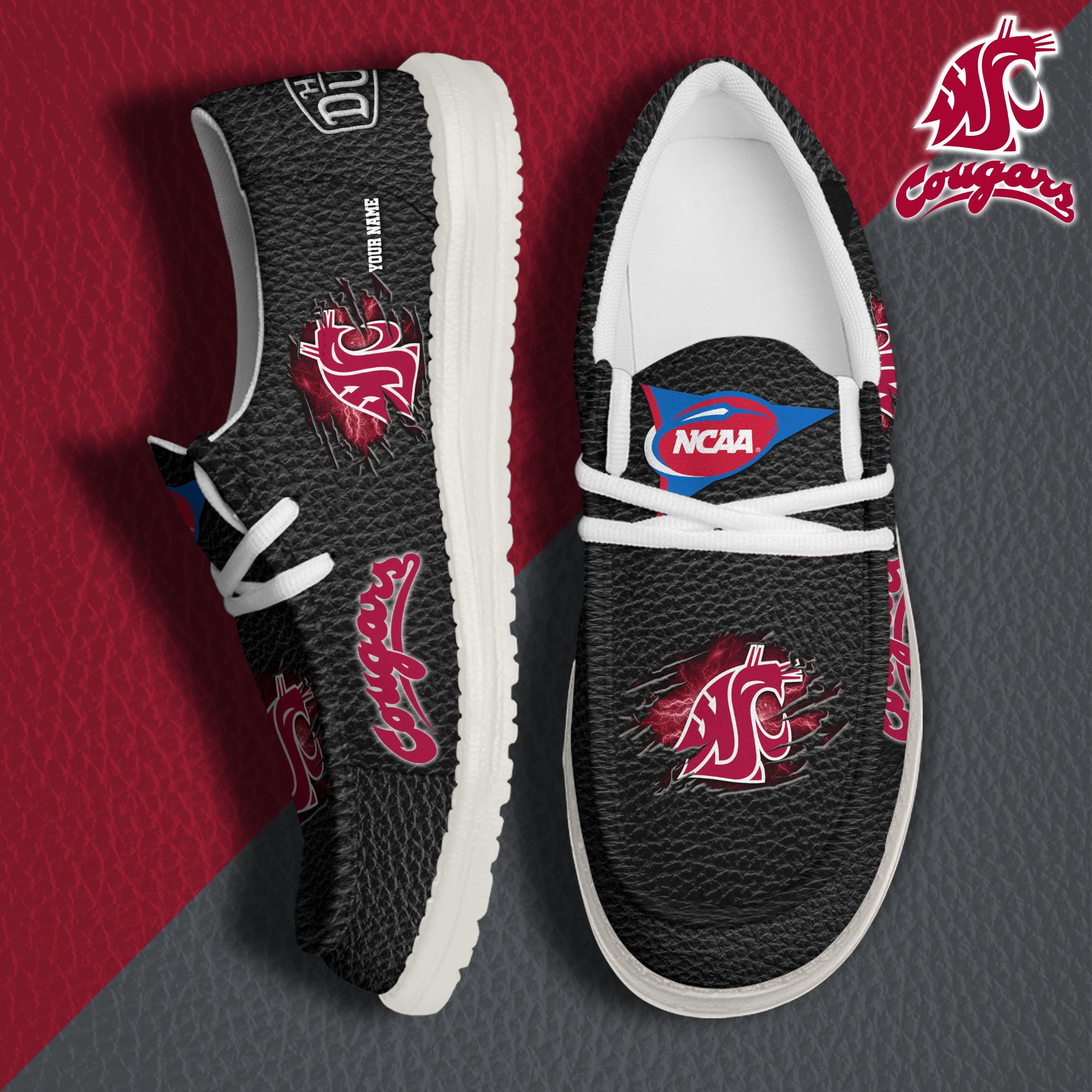 Washington State Cougars Personalized Hey Dude Shoes For Men And Women ST6825