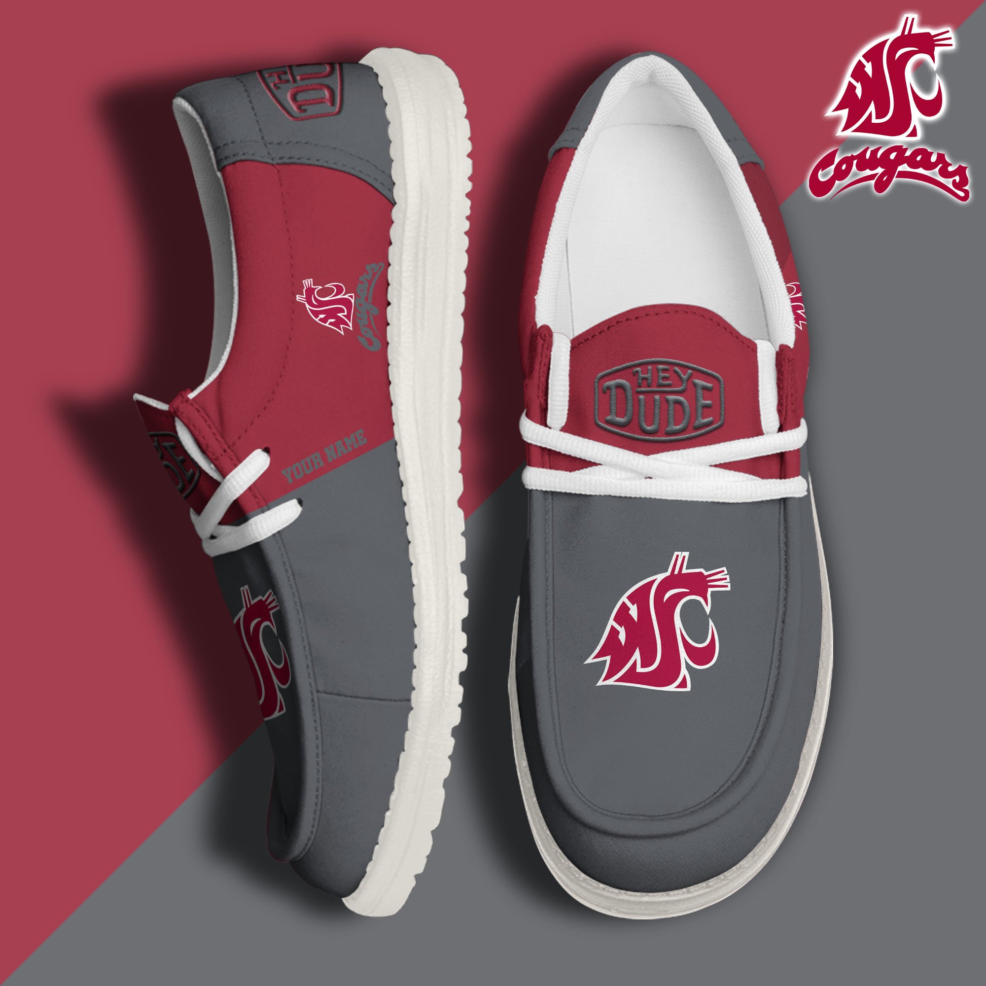 Washington State Cougars Personalized Hey Dude Shoes For Men And Women ST6918