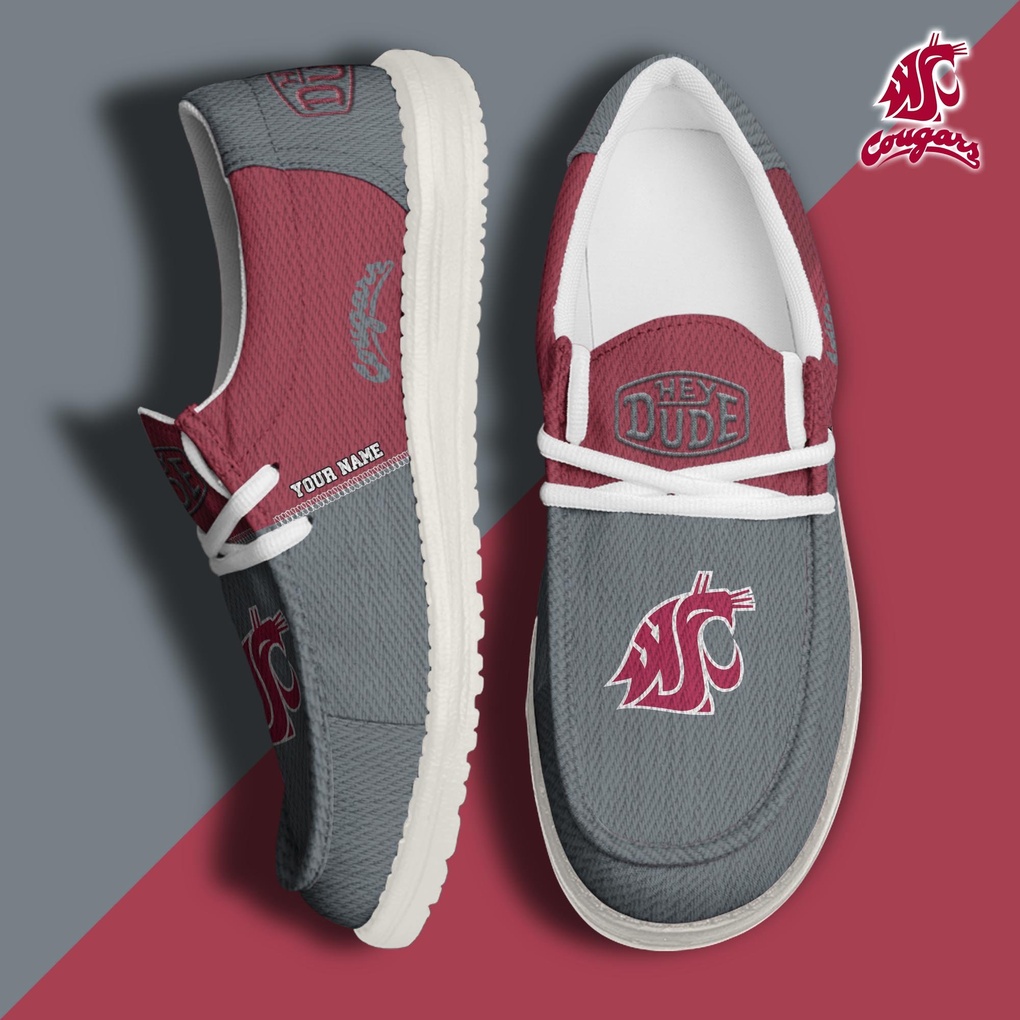 Washington State Cougars Personalized Hey Dude Shoes For Men And Women ST6985