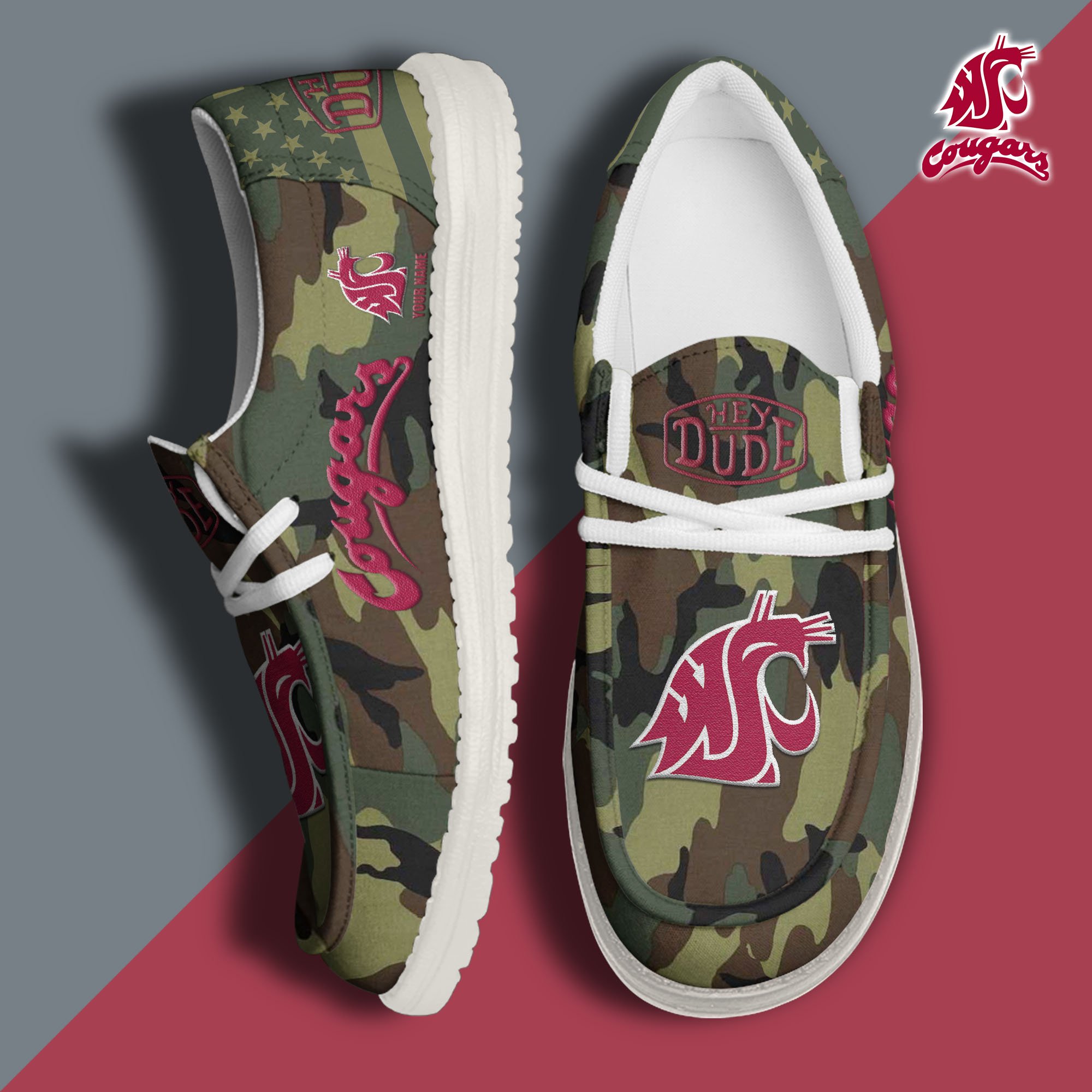 Washington State Cougars Personalized Hey Dude Shoes For Men And Women ST8027