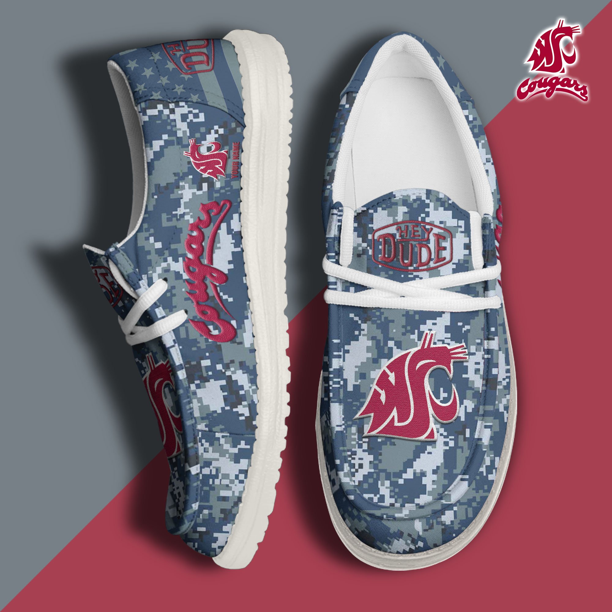 Washington State Cougars Personalized Hey Dude Shoes For Men And Women ST8204
