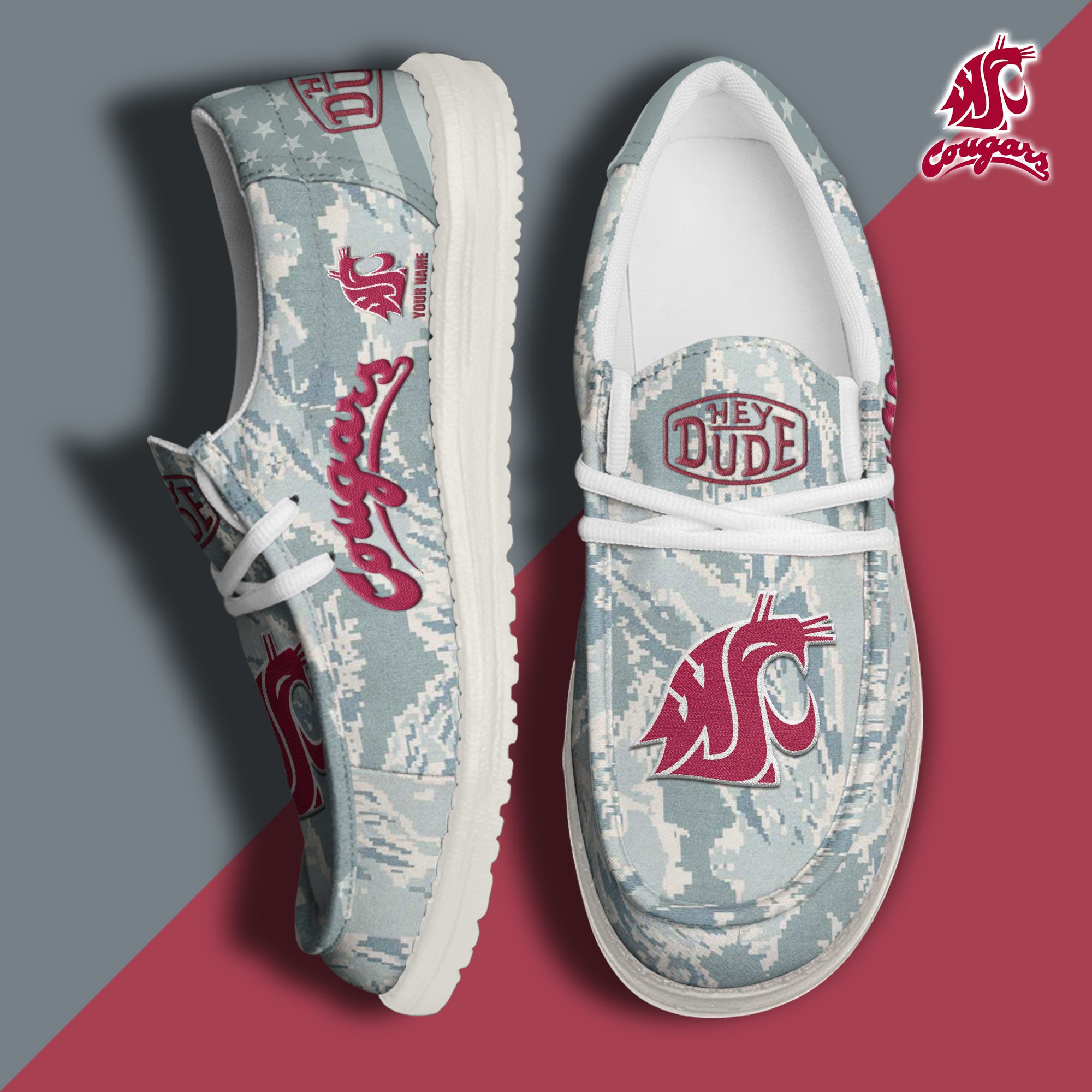 Washington State Cougars Personalized Hey Dude Shoes For Men And Women ST8292