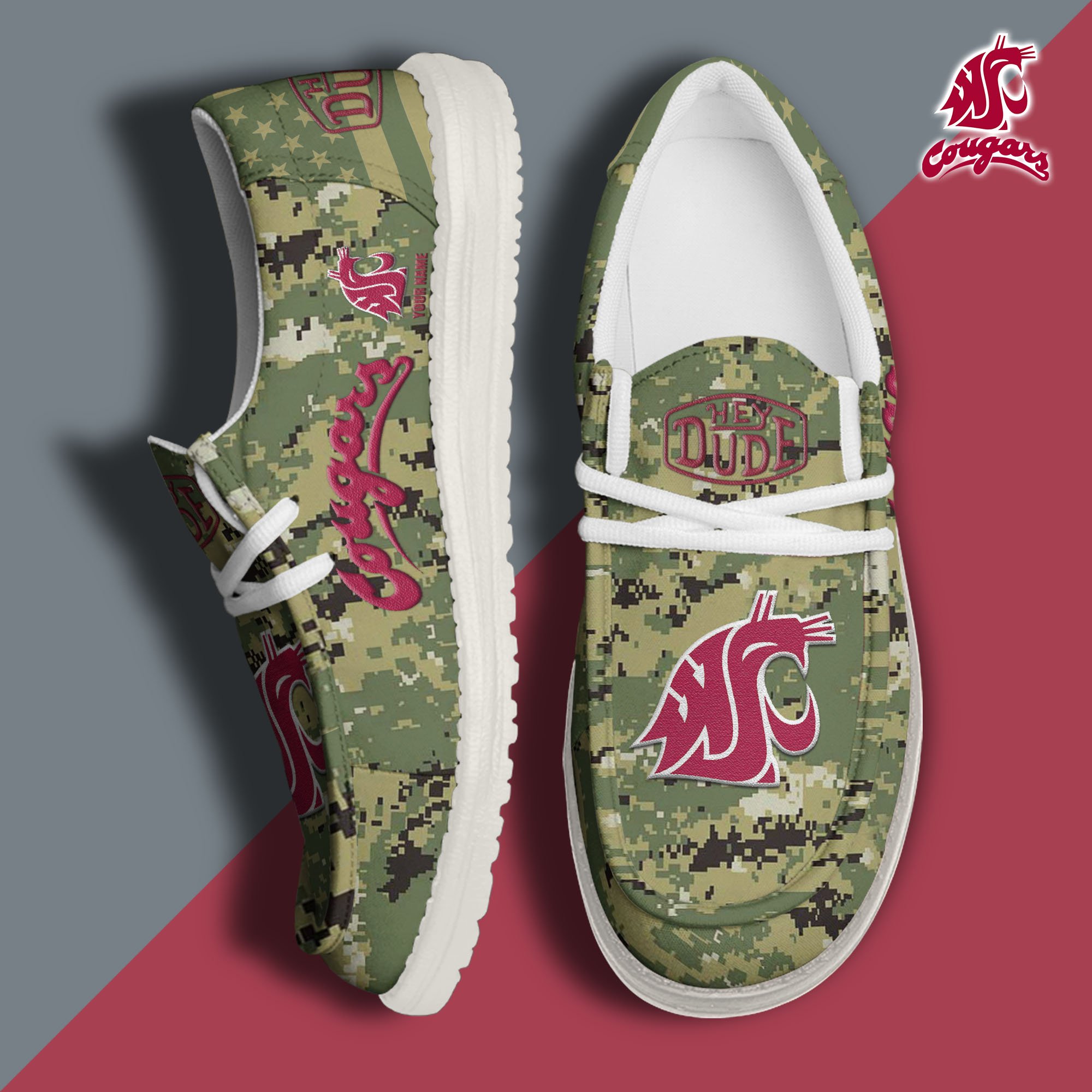 Washington State Cougars Personalized Hey Dude Shoes For Men And Women ST8472