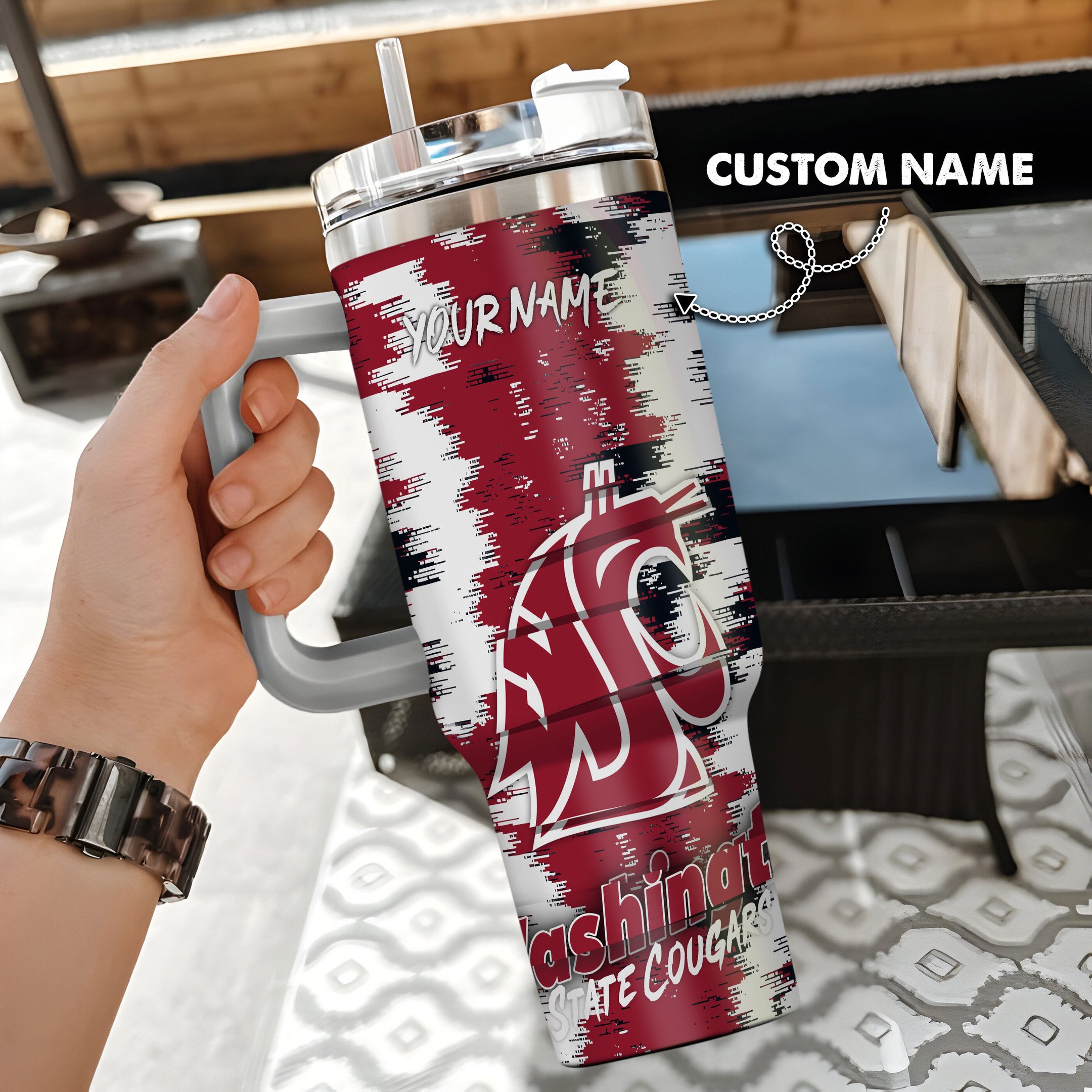 Washington State Cougars Stanley Tumbler Personalized Name St8652