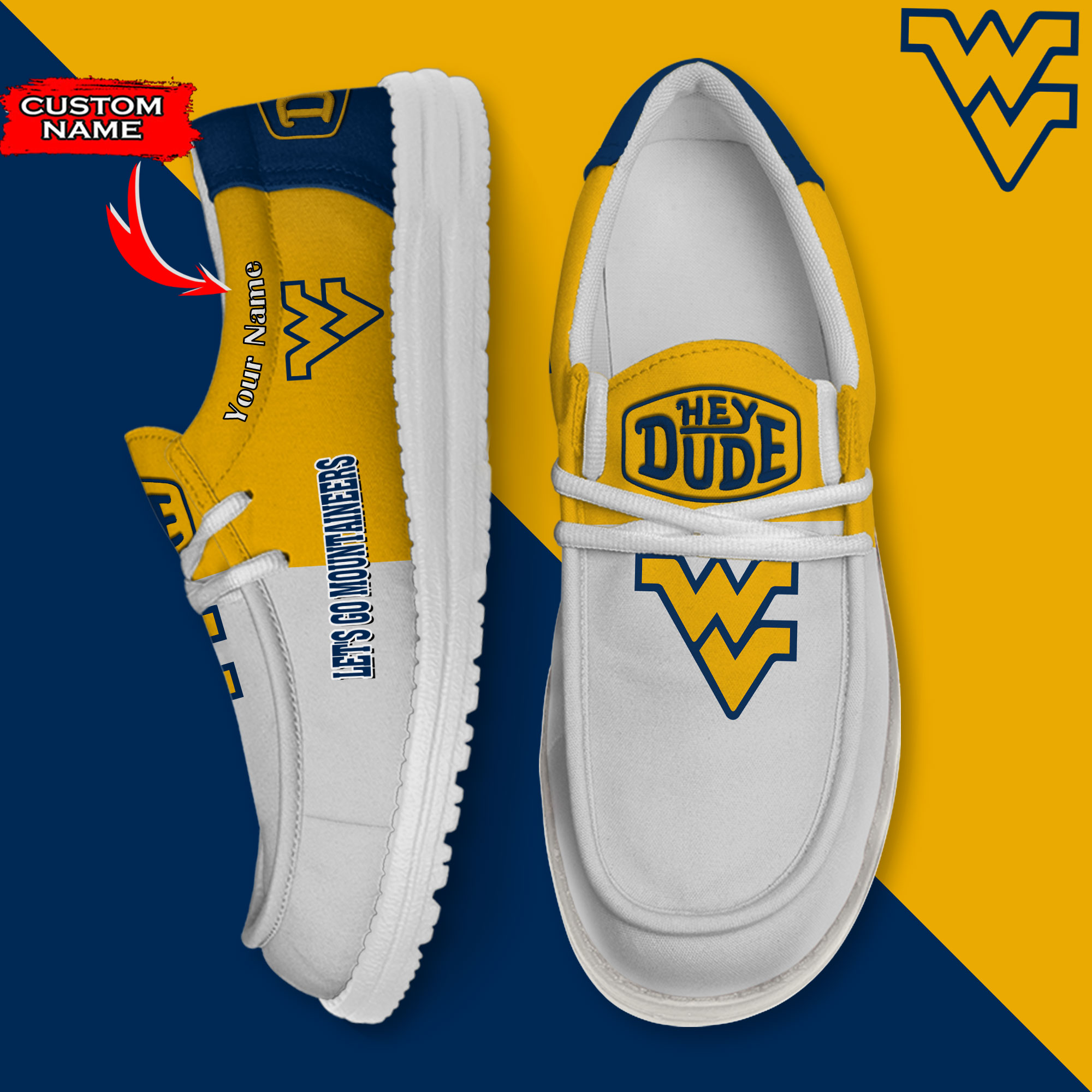 West Virginia Mountaineers Personalized Hey Dude Shoes For Men And Women ST11266