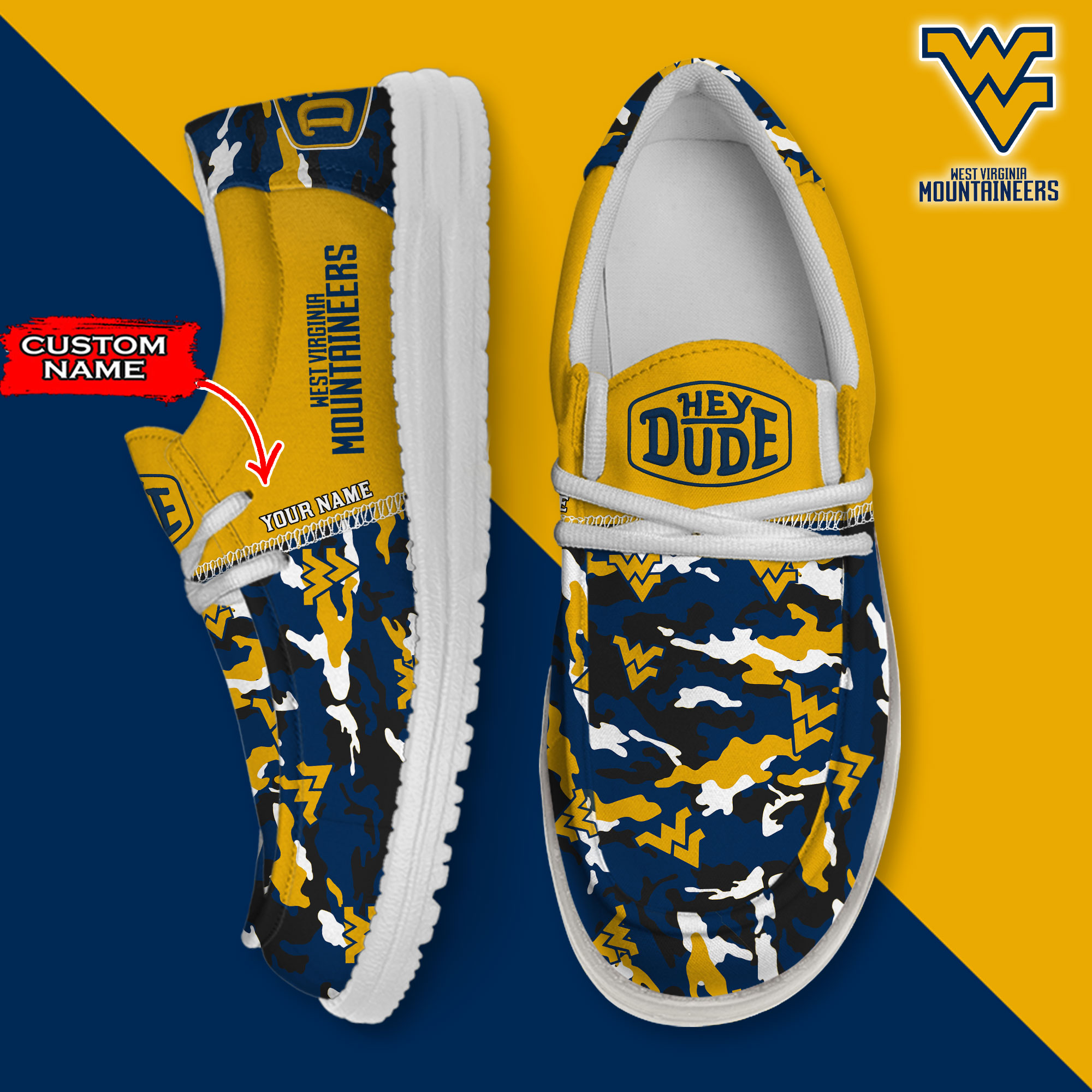 West Virginia Mountaineers Personalized Hey Dude Shoes For Men And Women ST11359