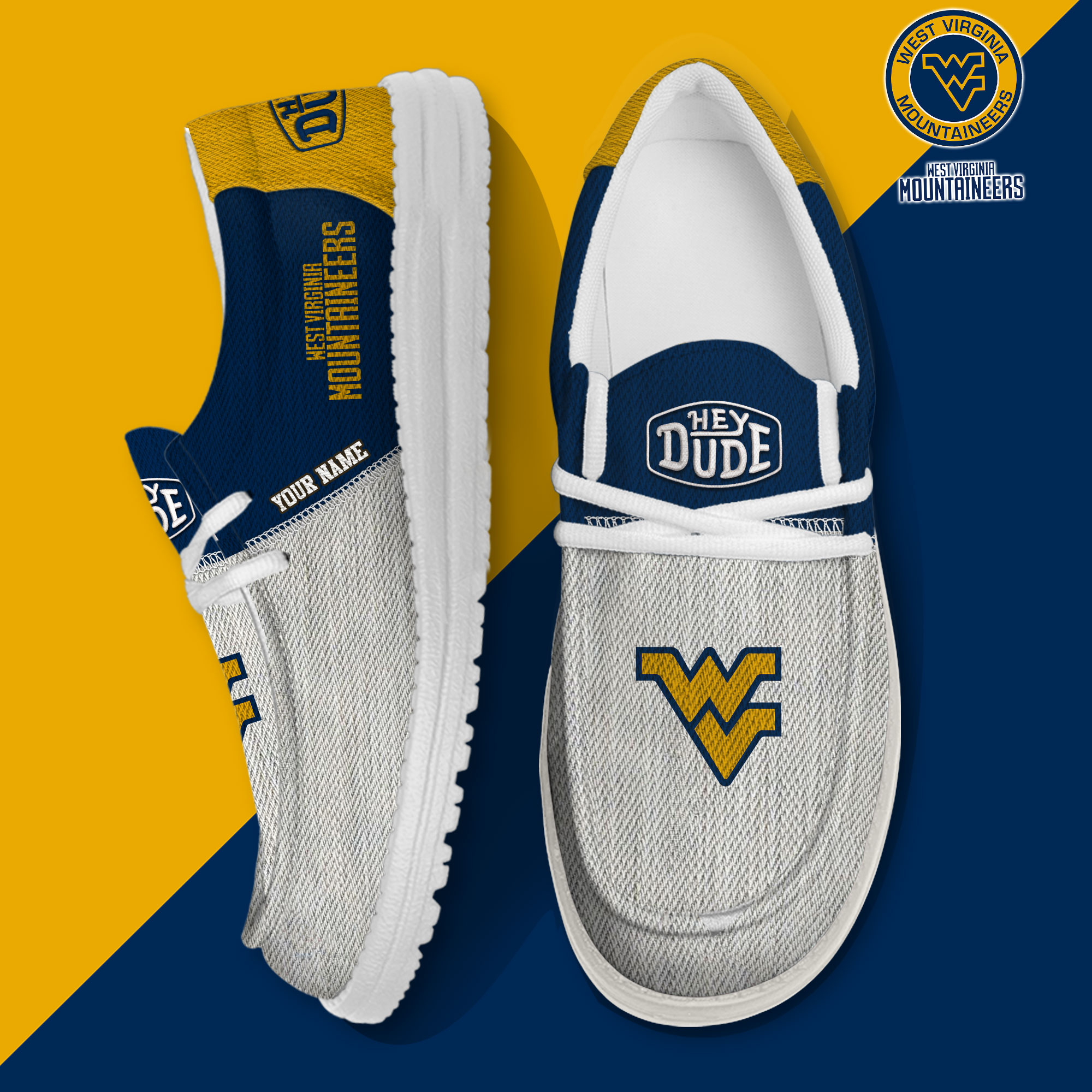 West Virginia Mountaineers Personalized Hey Dude Shoes For Men And Women ST11393