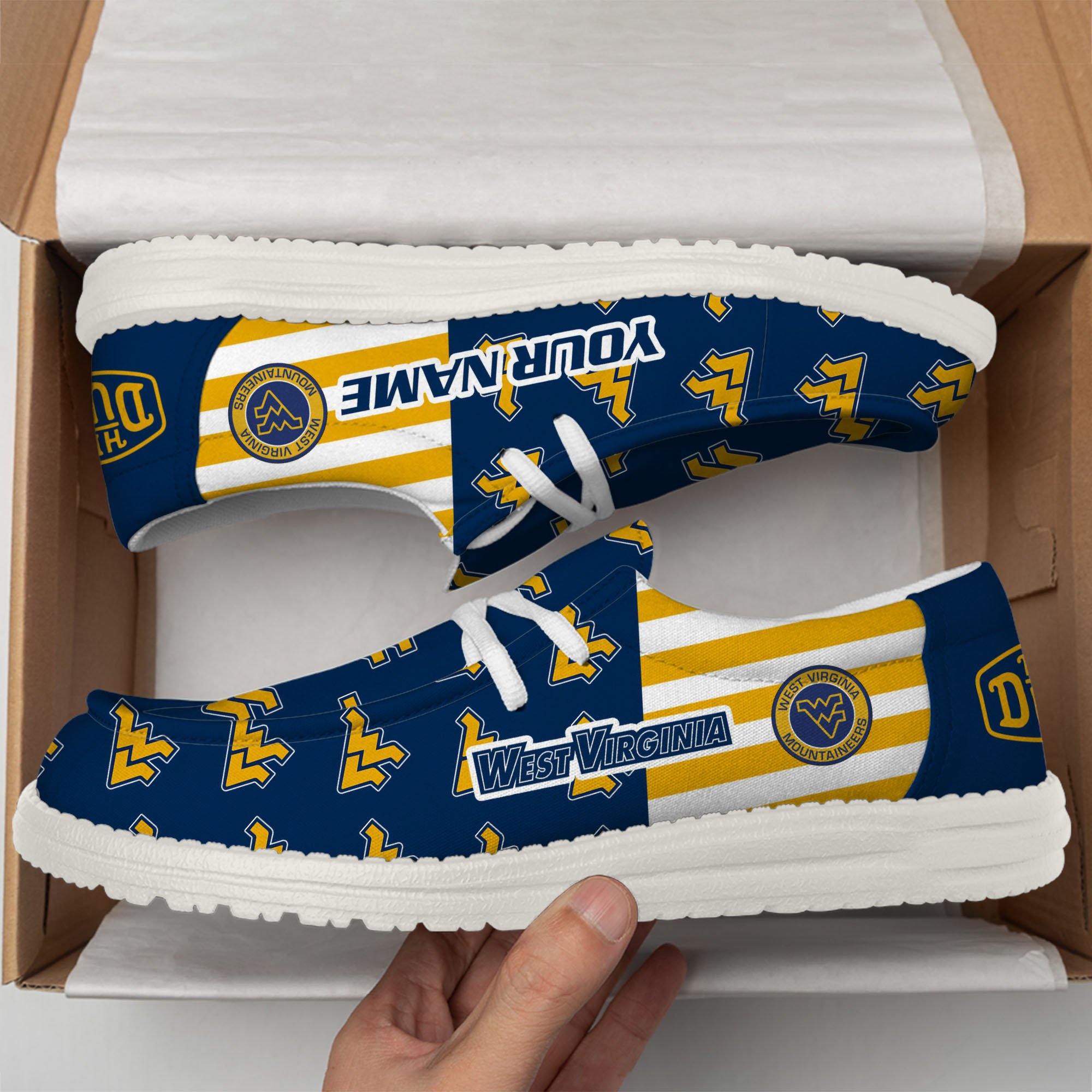 West Virginia Mountaineers Personalized Hey Dude Shoes For Men And Women ST4936